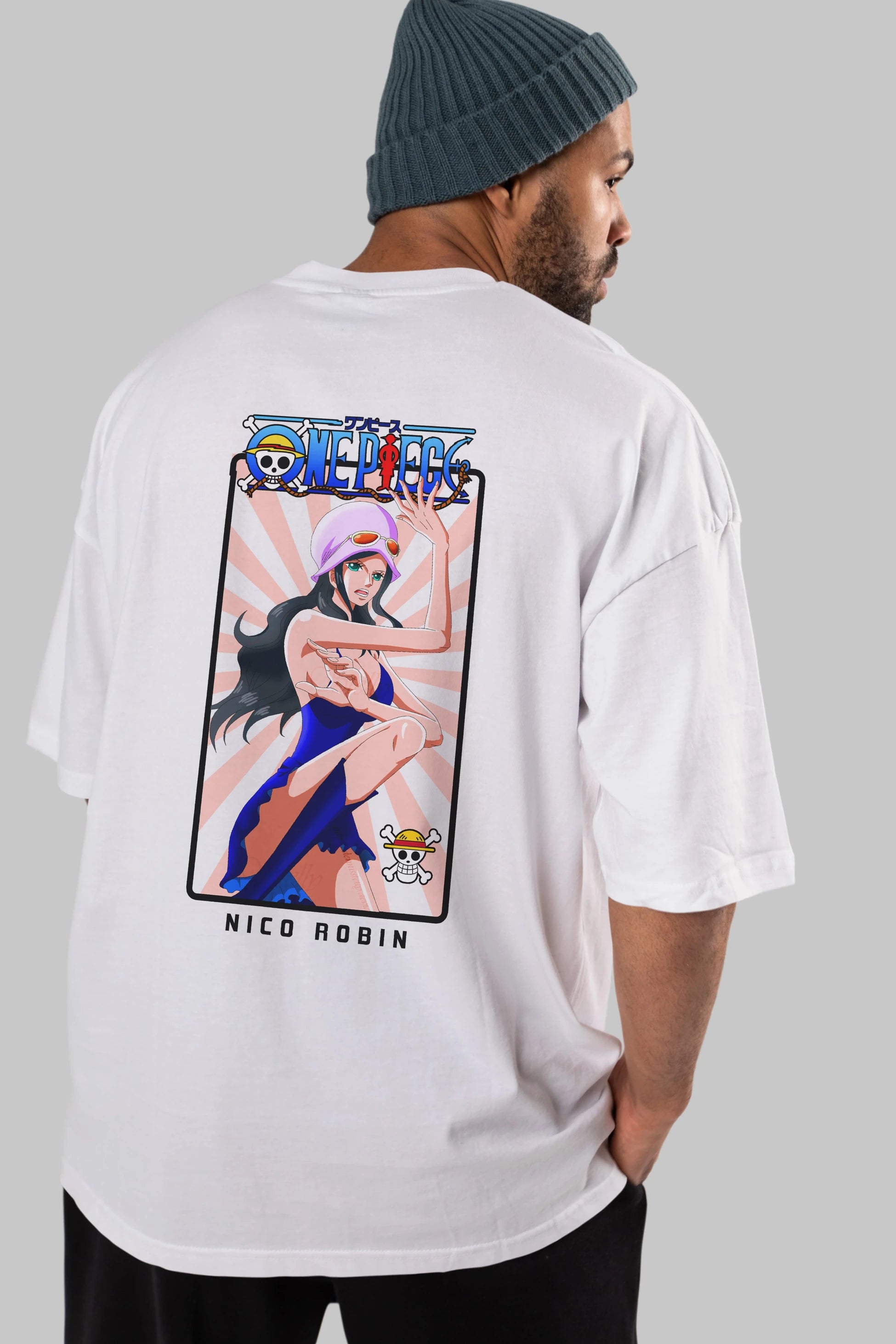 Nico Robin Anime Arka Baskılı Oversize t-shirt Erkek Kadın Unisex %100 pamuk tişort