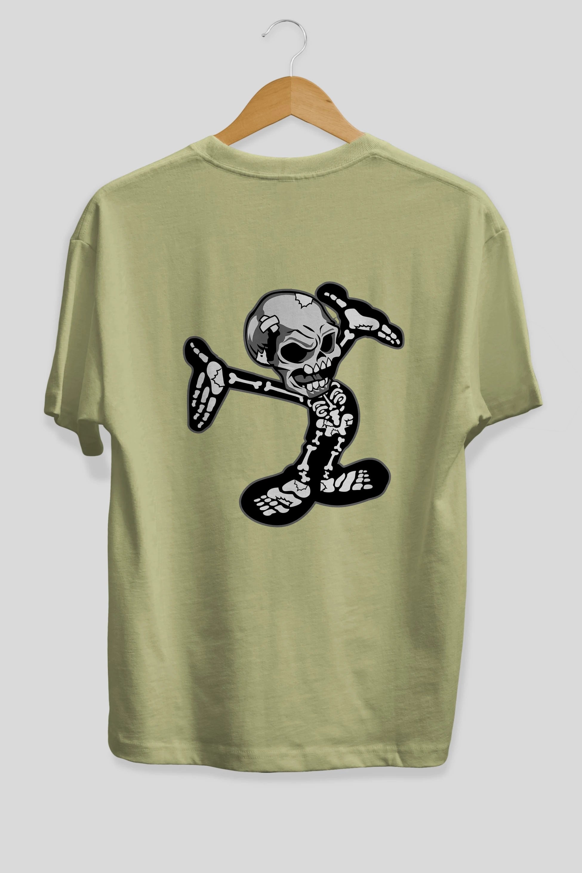 Skull Skeleton Arka Baskılı Oversize t-shirt Erkek Kadın Unisex %100 Pamuk tişort