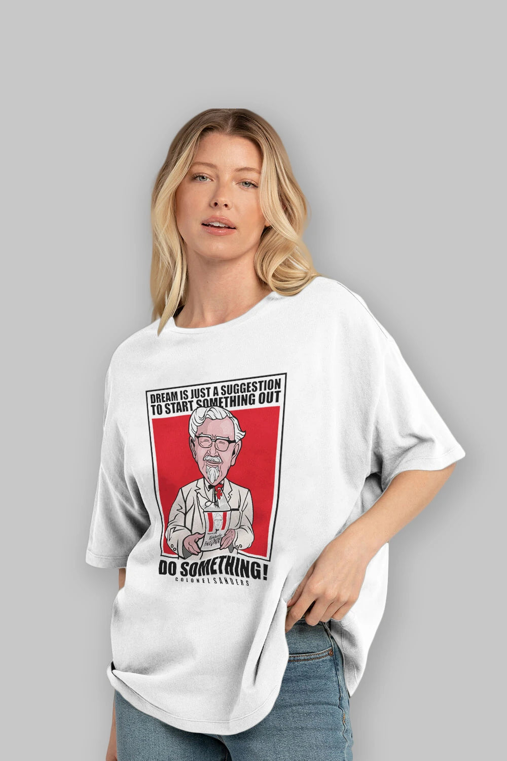 Colonel Sanders Ön Baskılı Oversize t-shirt Erkek Kadın Unisex %100 Pamuk tişort