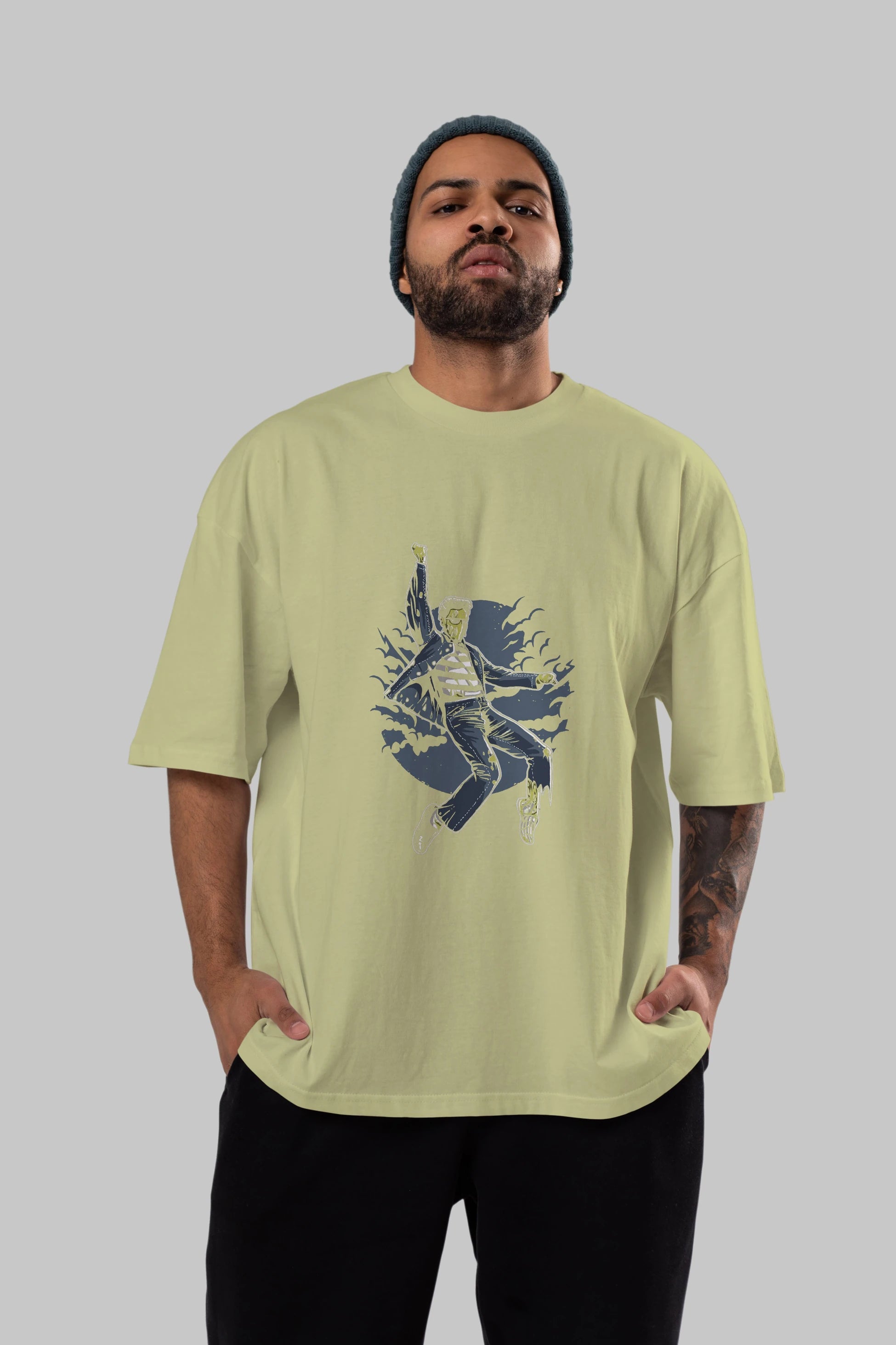 Zombie King Ön Baskılı Oversize t-shirt Erkek Kadın Unisex %100 Pamuk tişort