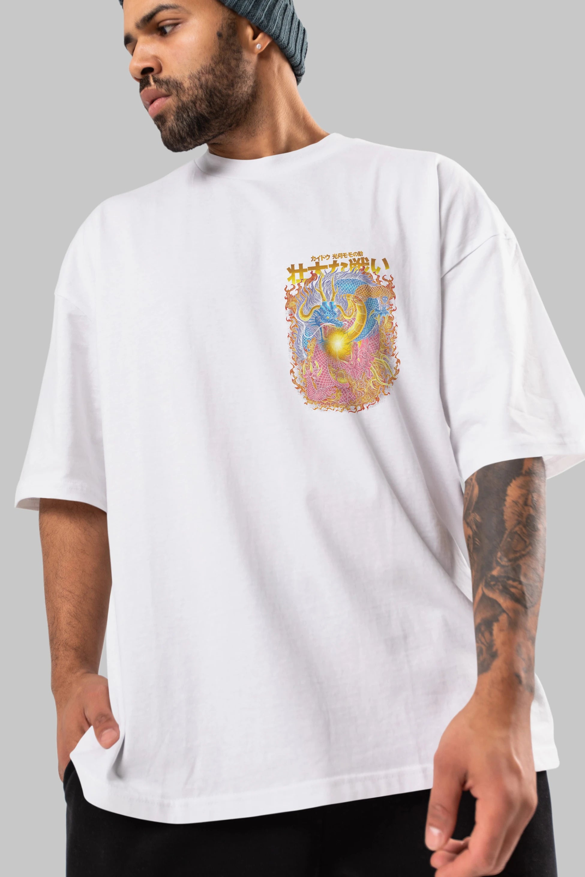 ONE PIECE (4) Ön Sol Baskılı Oversize t-shirt Erkek Kadın Unisex %100 Pamuk Bisiklet Yaka tişort