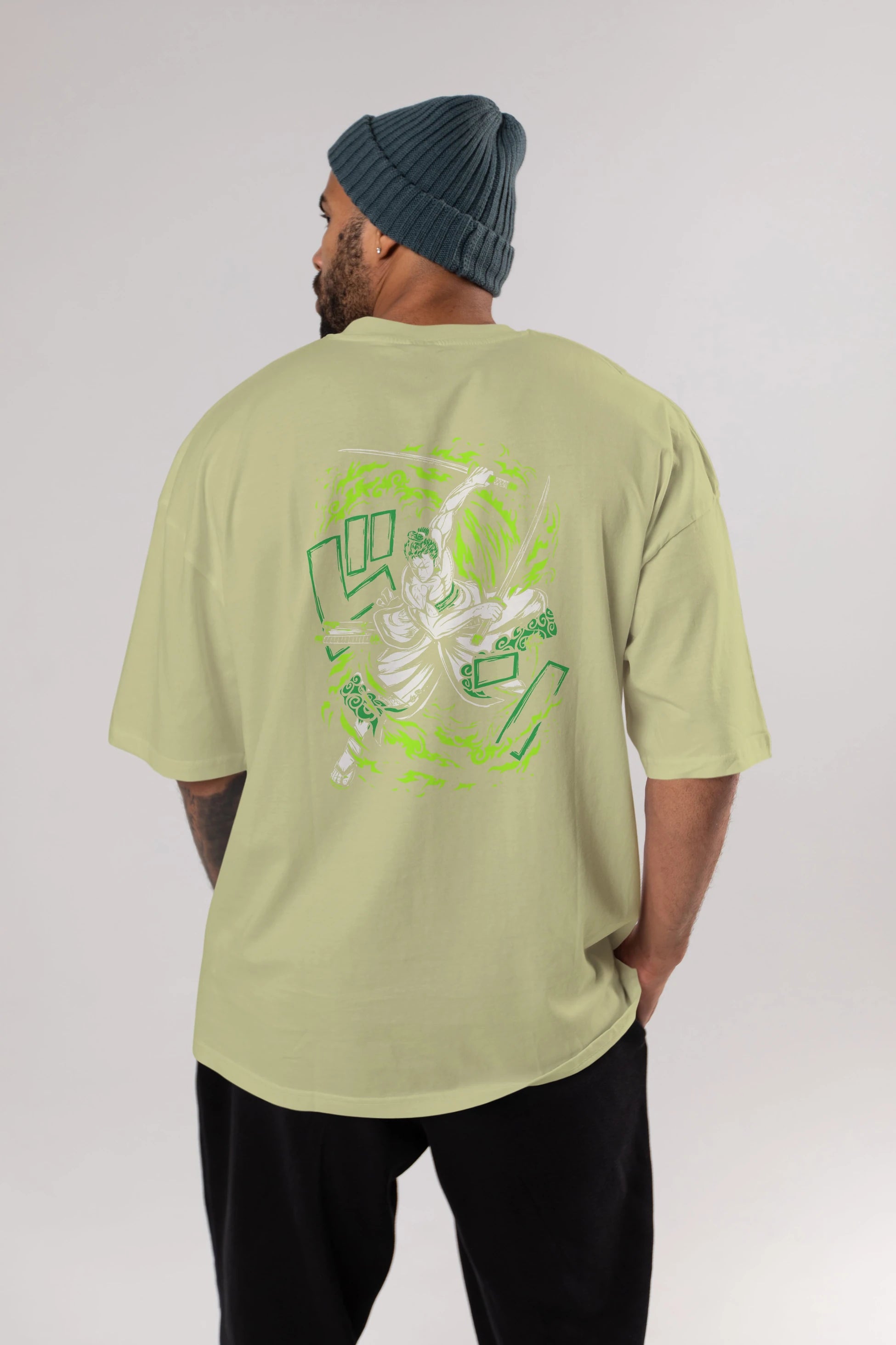 ZORO-ONE PIECE (2) Anime Arka Baskılı Oversize t-shirt Erkek Kadın Unisex