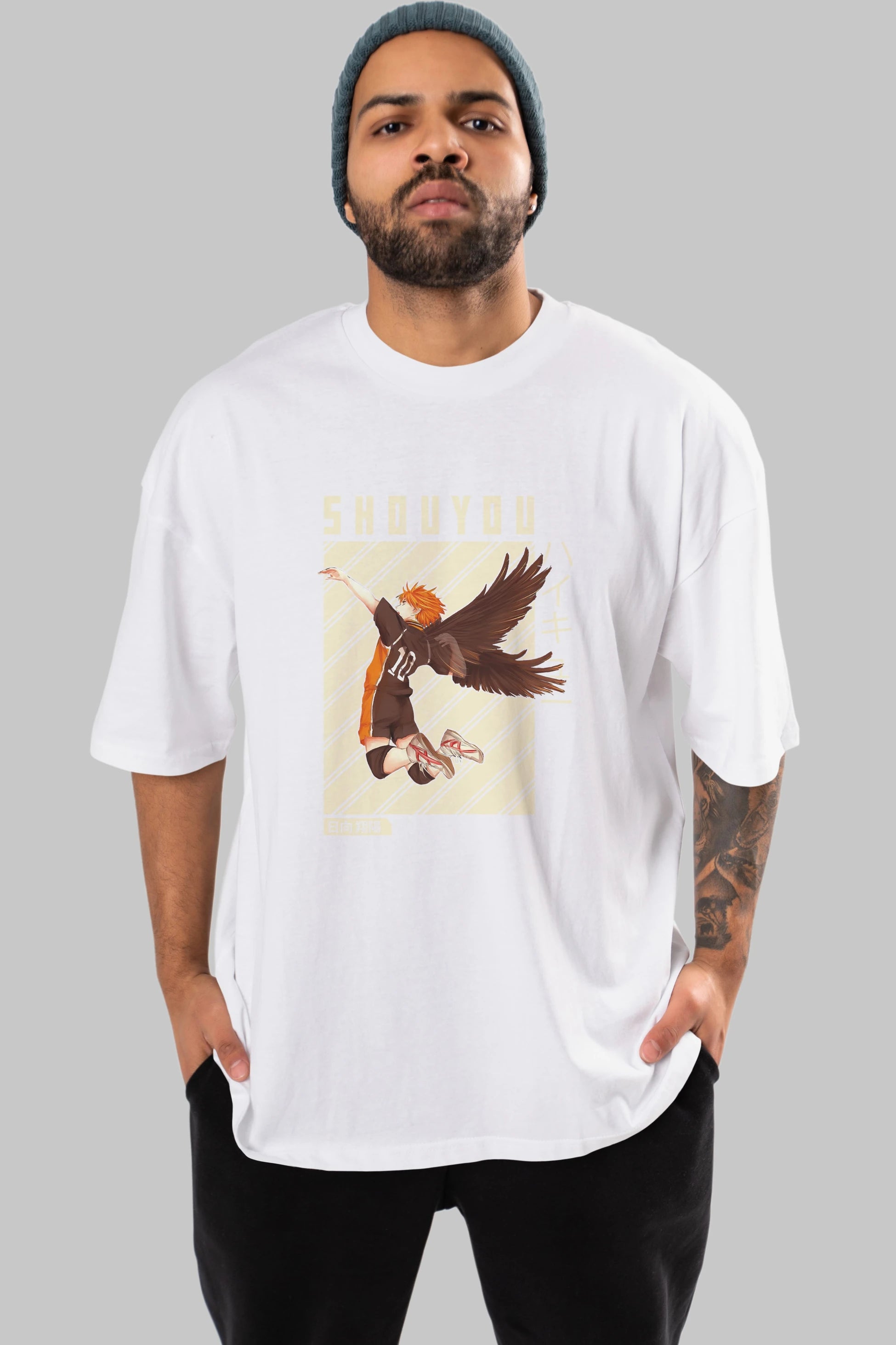Shouyou Hinata 3 Anime Ön Baskılı Oversize t-shirt %100 pamuk Erkek Kadın Unisex