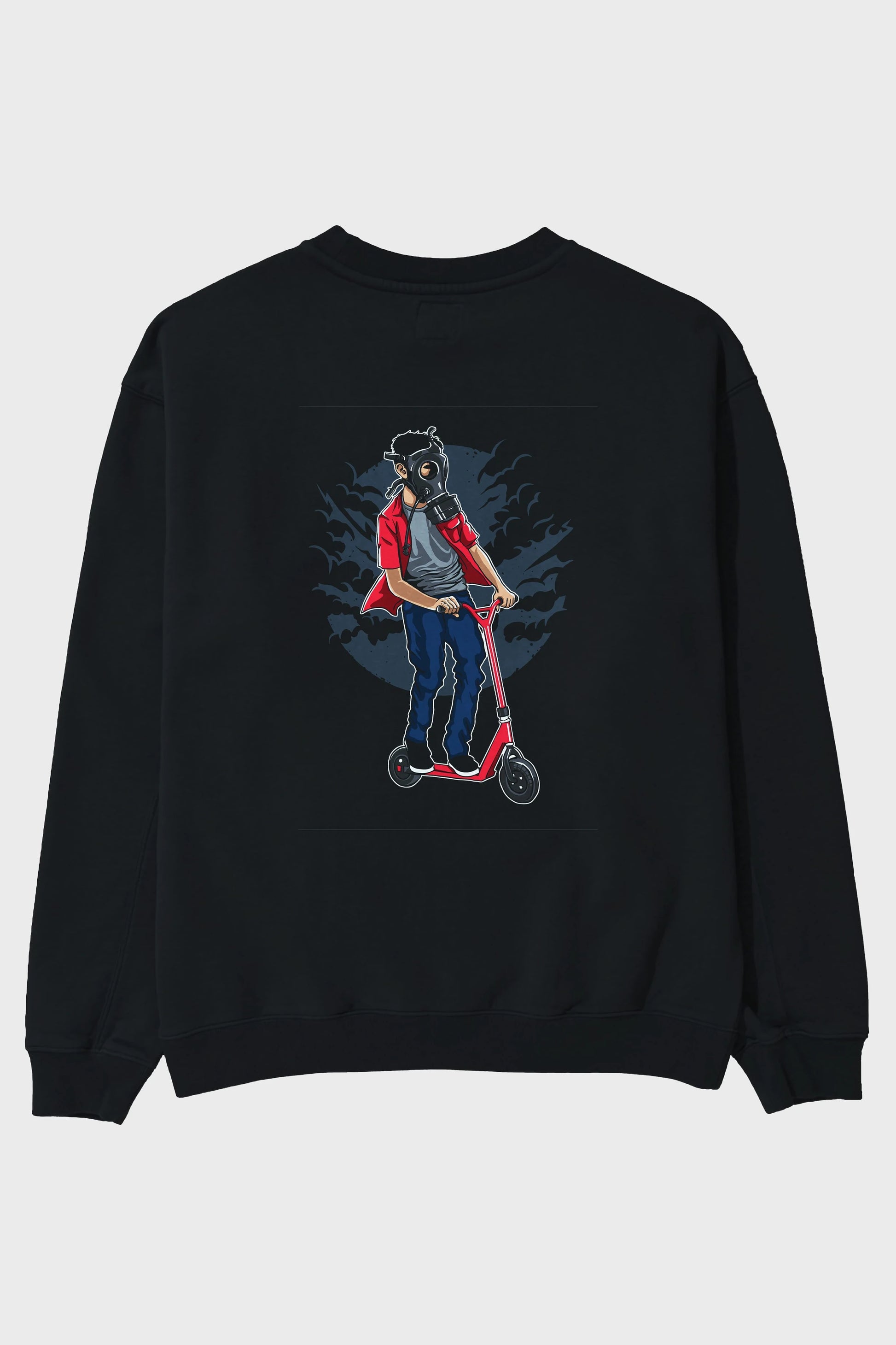 Gasmask Rider Arka Baskılı Oversize Sweatshirt Erkek Kadın Unisex