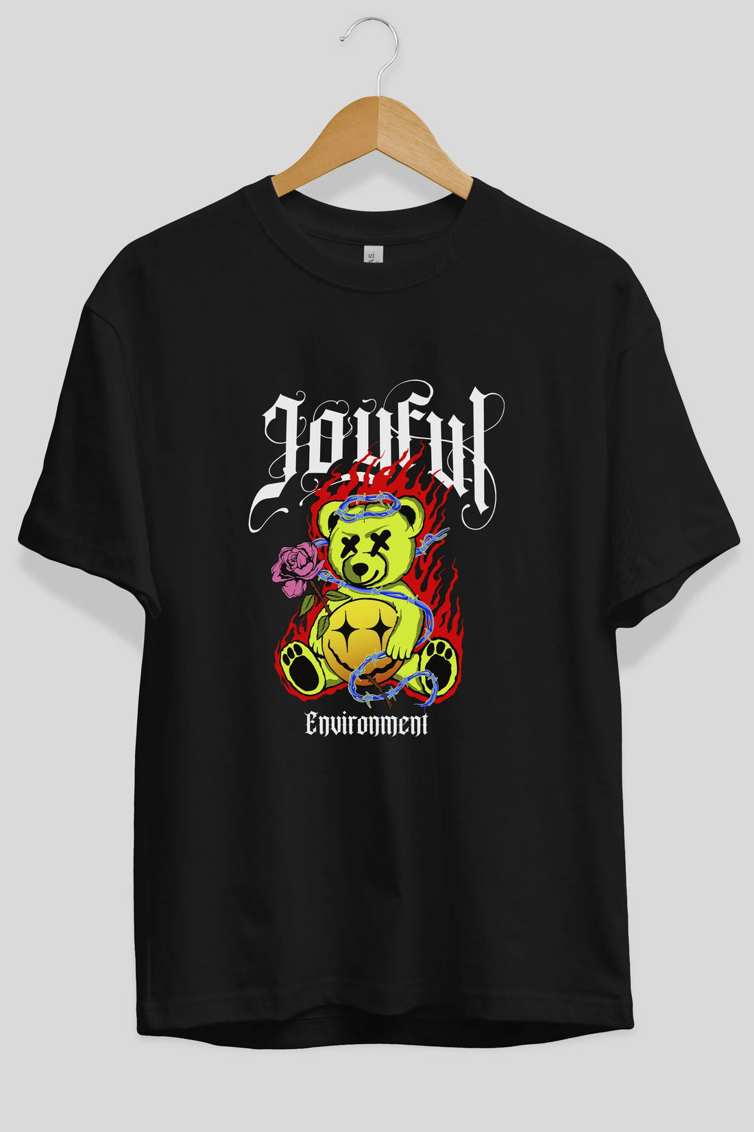 Joyful Bear Ön Baskılı Oversize t-shirt Erkek Kadın Unisex
