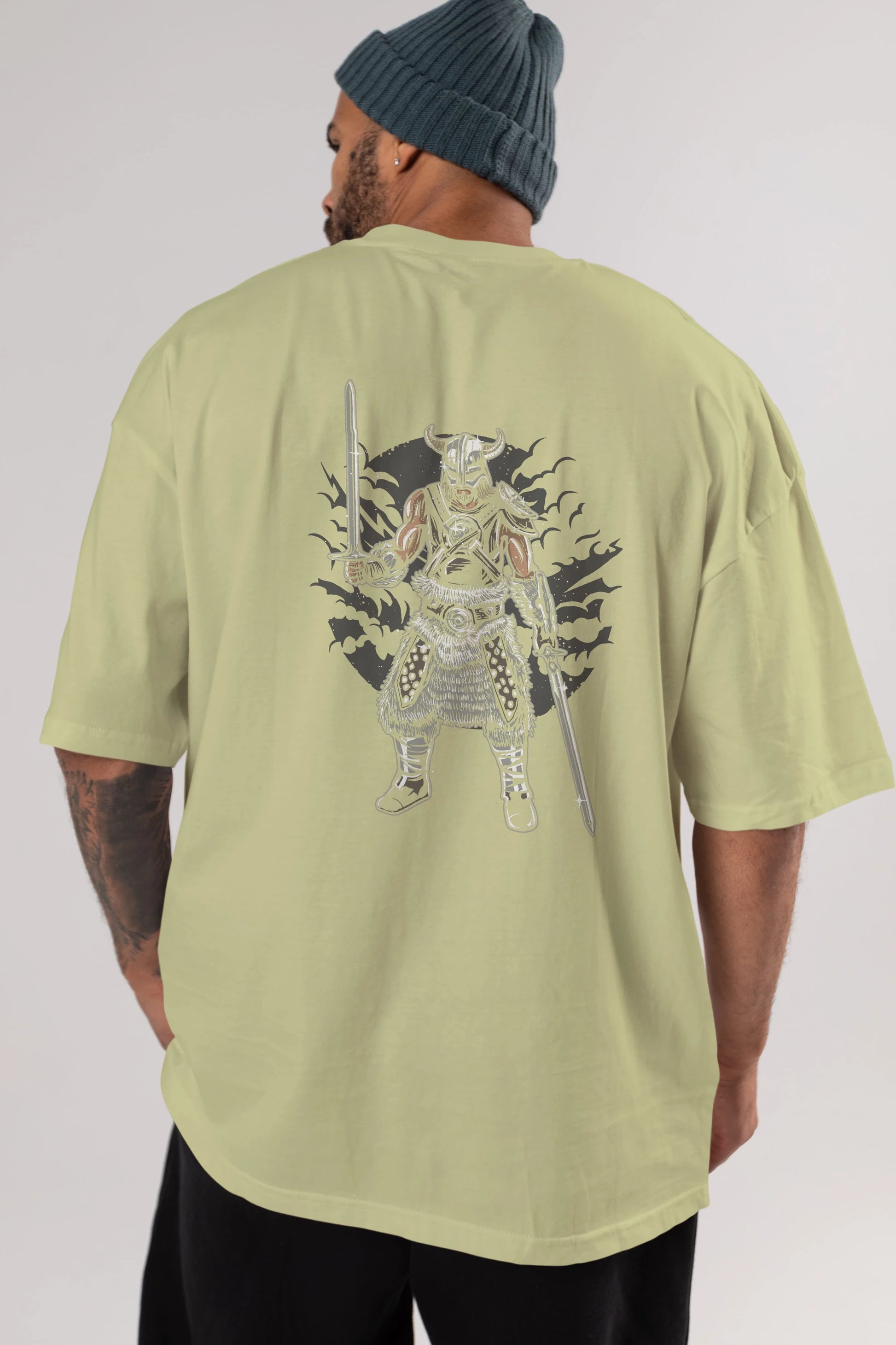 Dark Viking Arka Baskılı Oversize t-shirt Erkek Kadın Unisex %100 Pamuk