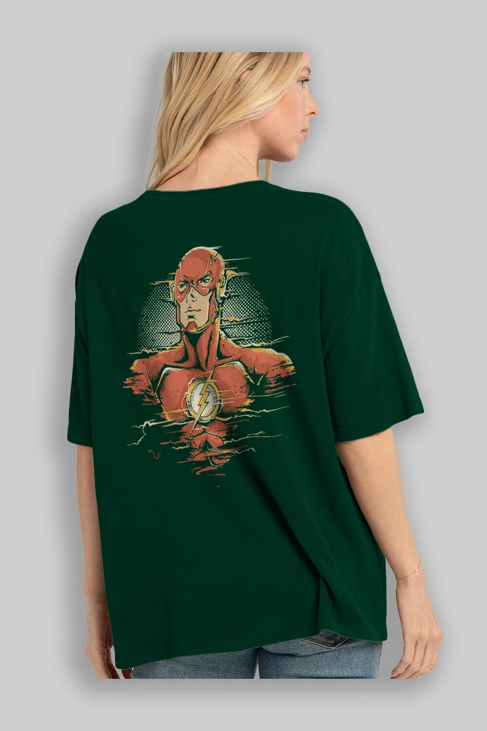 Flash Avengers Arka Baskılı Oversize t-shirt Erkek Kadın Unisex %100 Pamuk Bisiklet Yaka tişort