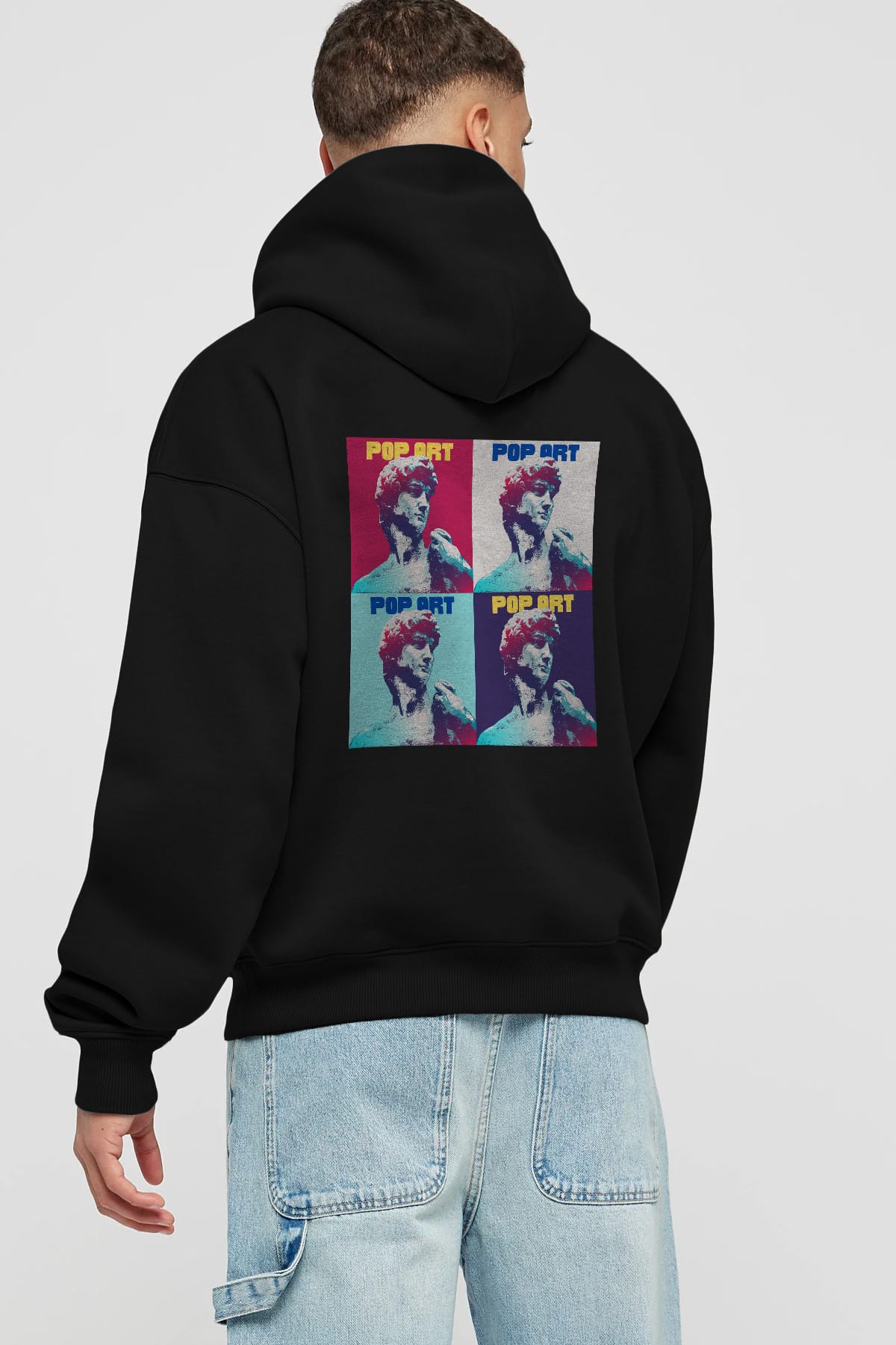 Creative Pop Art Arka Baskılı Oversize Hoodie Kapüşonlu Sweatshirt Erkek Kadın Unisex
