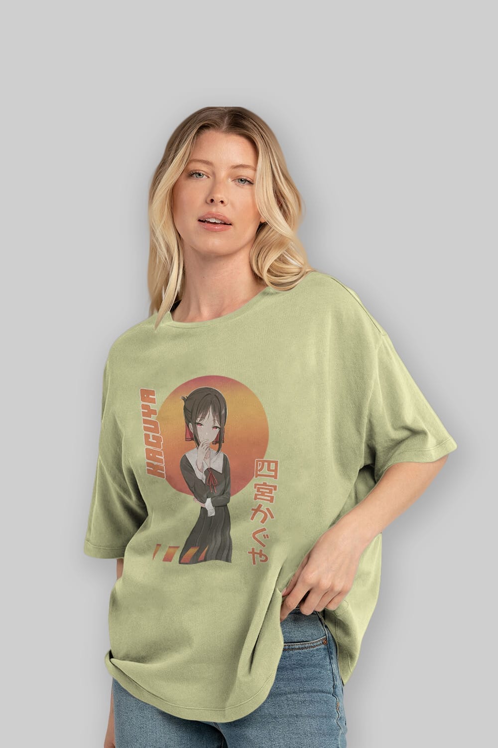 Kaguya Shinomiya 5 Anime Ön Baskılı Oversize t-shirt %100 pamuk Erkek Kadın Unisex