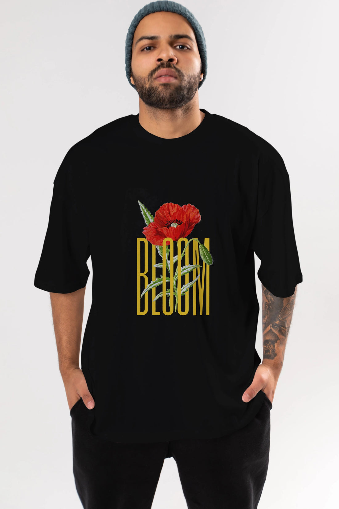 Bloom Flower Ön Baskılı Oversize t-shirt Erkek Kadın Unisex