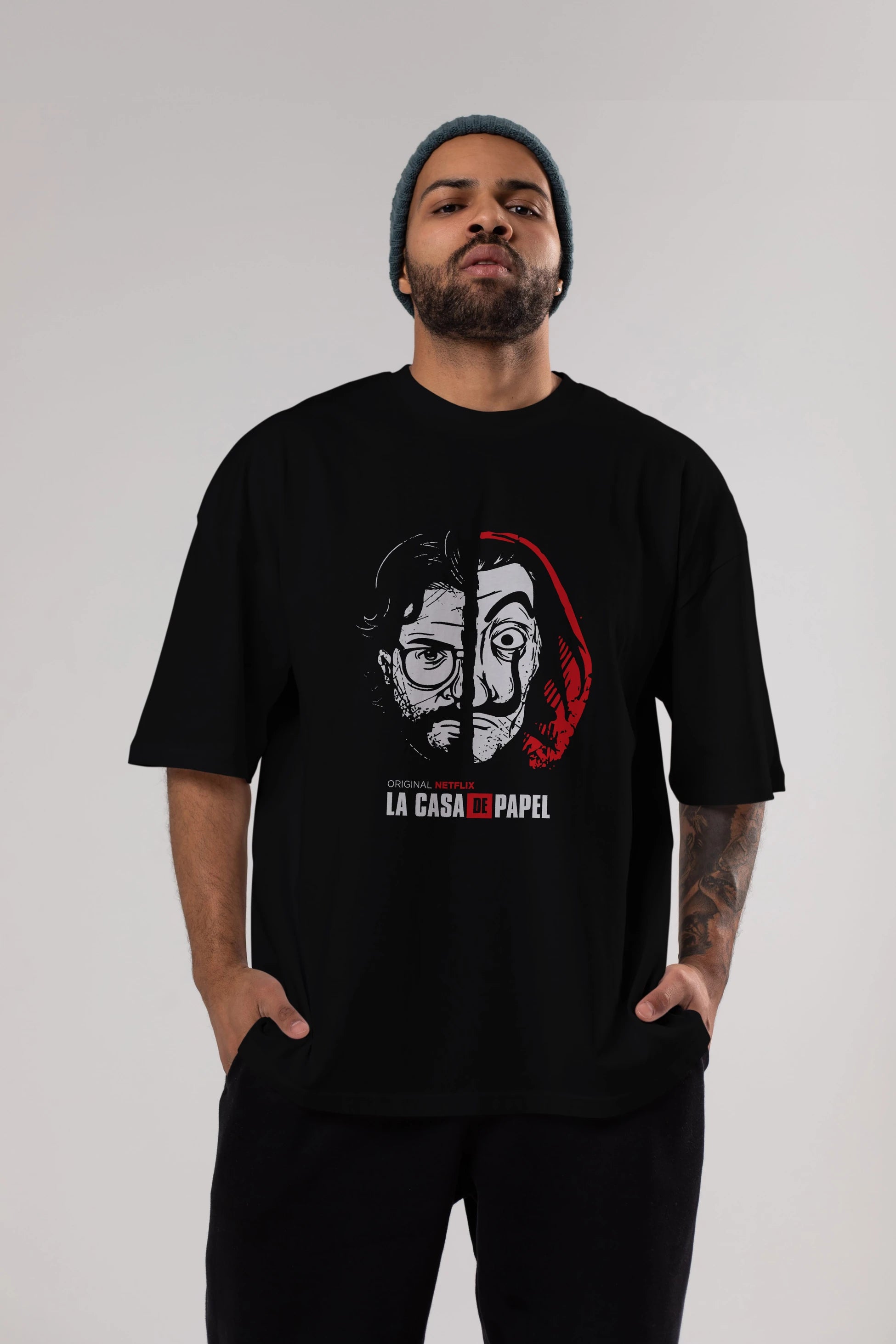 La Casa De Papel (9) Ön Baskılı Oversize t-shirt Erkek Kadın Unisex %100 Pamuk Bisiklet Yaka tişort