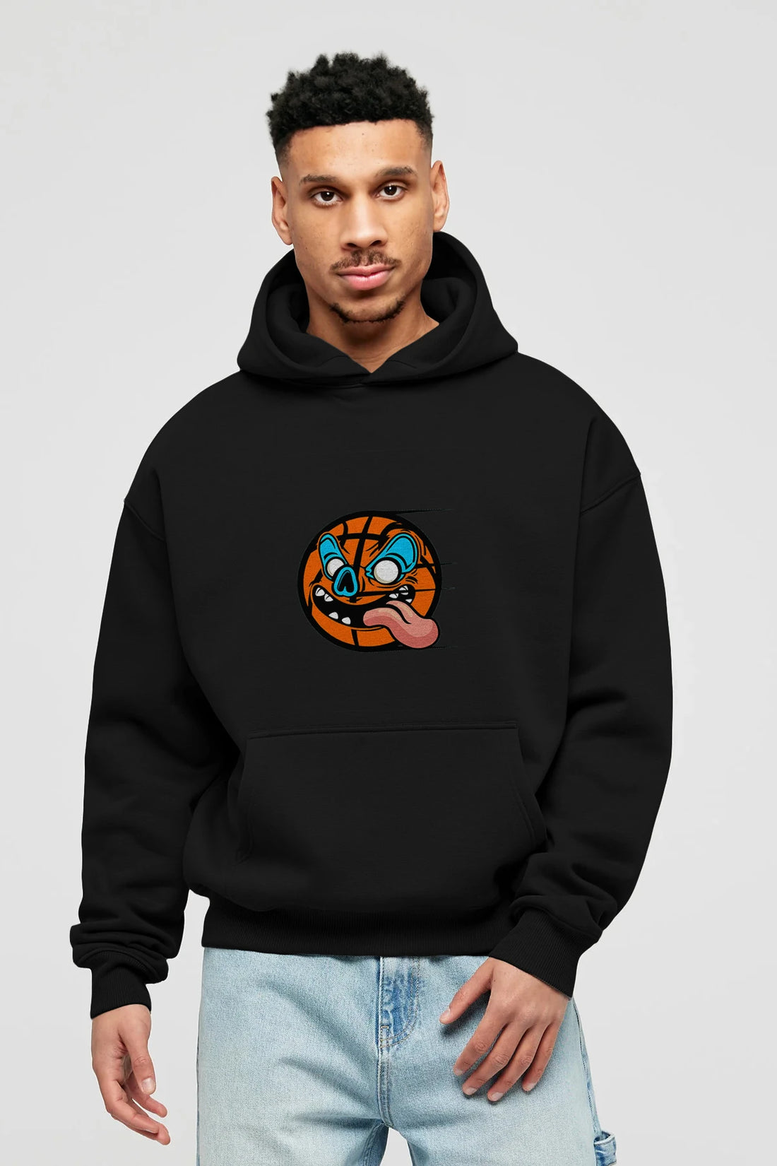 Basketball Ön Baskılı Hoodie Oversize Kapüşonlu Sweatshirt Erkek Kadın Unisex