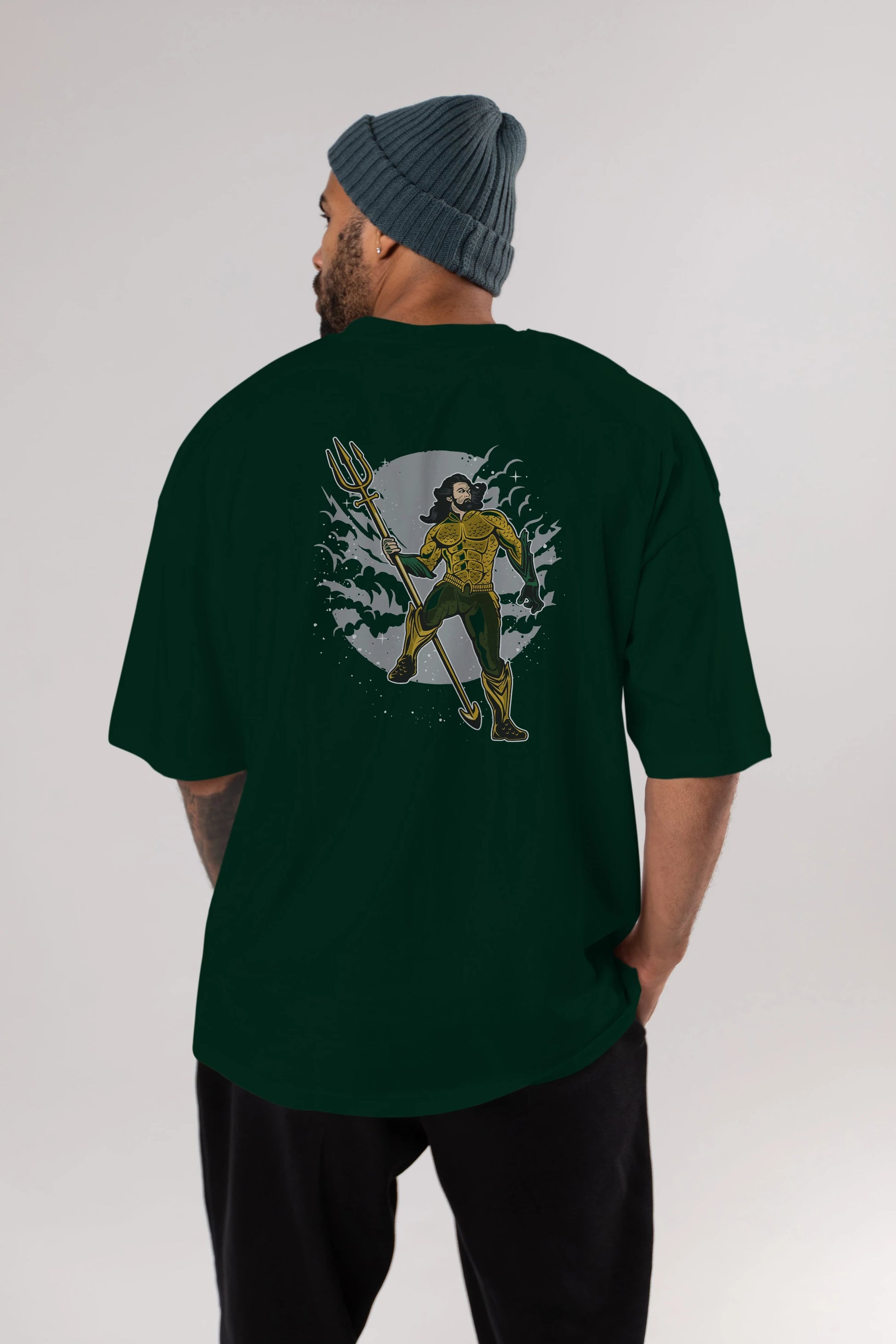 AQUAMAN Arka Baskılı Oversize t-shirt Erkek Kadın Unisex %100 Pamuk