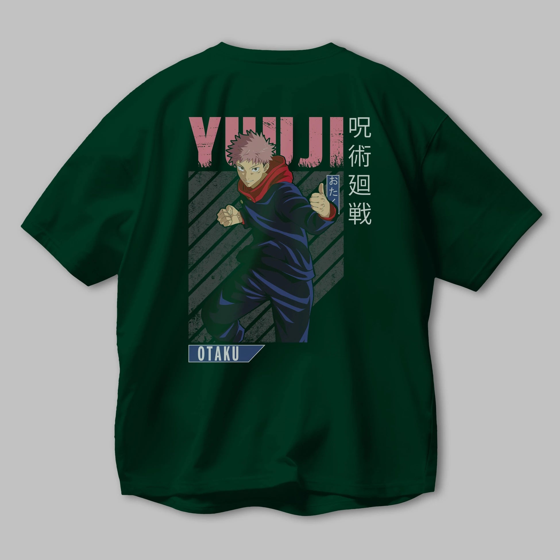 Yuuji Itadori Anime Arka Baskılı Oversize t-shirt Erkek Kadın Unisex
