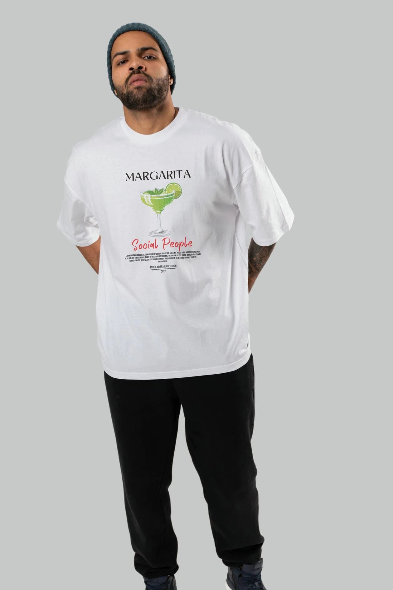 Margarita Kokteyl Serisi ön Baskılı Oversize t-shirt Erkek Kadın %100 Pamuk Bisiklet Yaka tişort