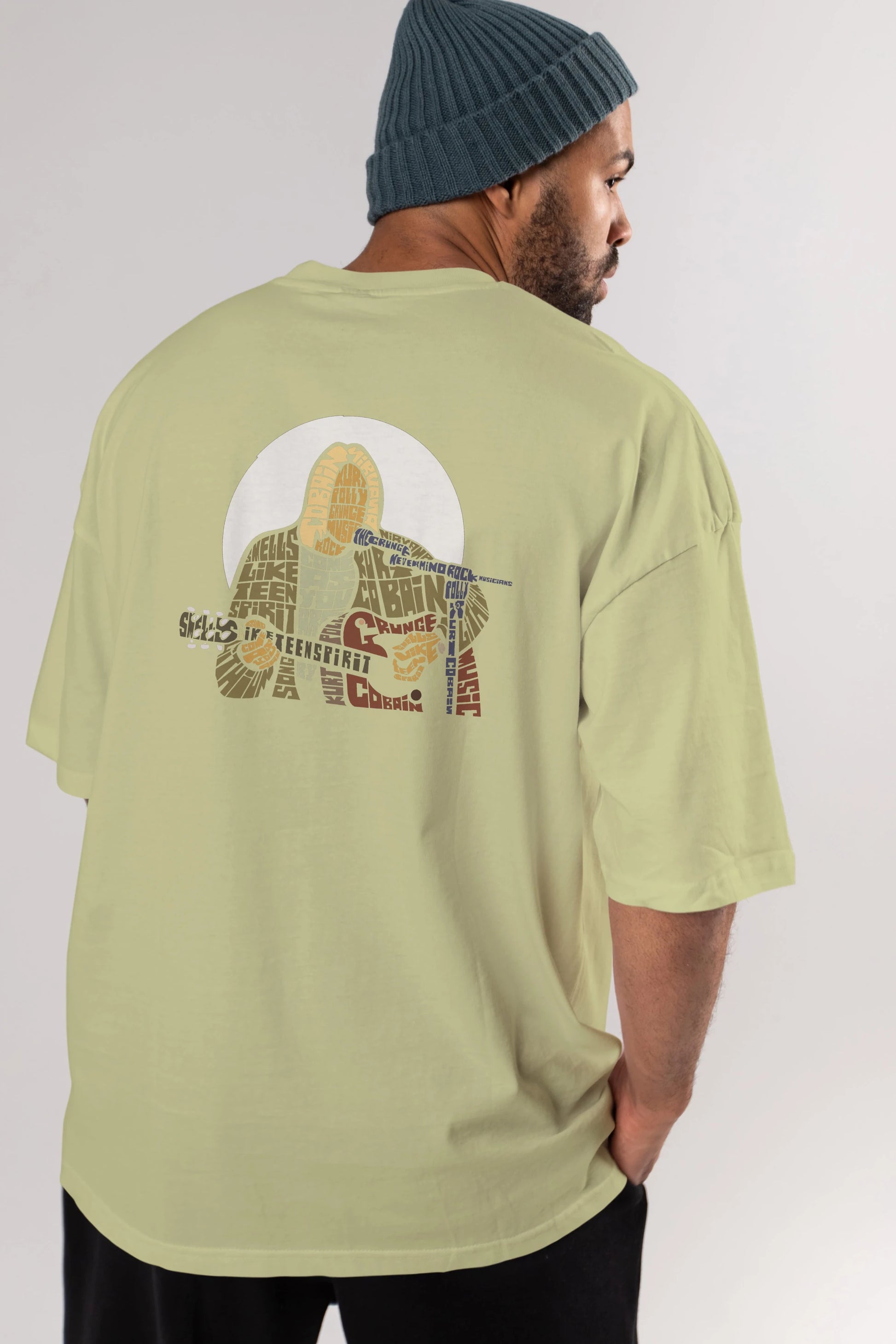 Kurt Cobain Arka Baskılı Oversize t-shirt %100 pamuk Erkek Kadın Unisex