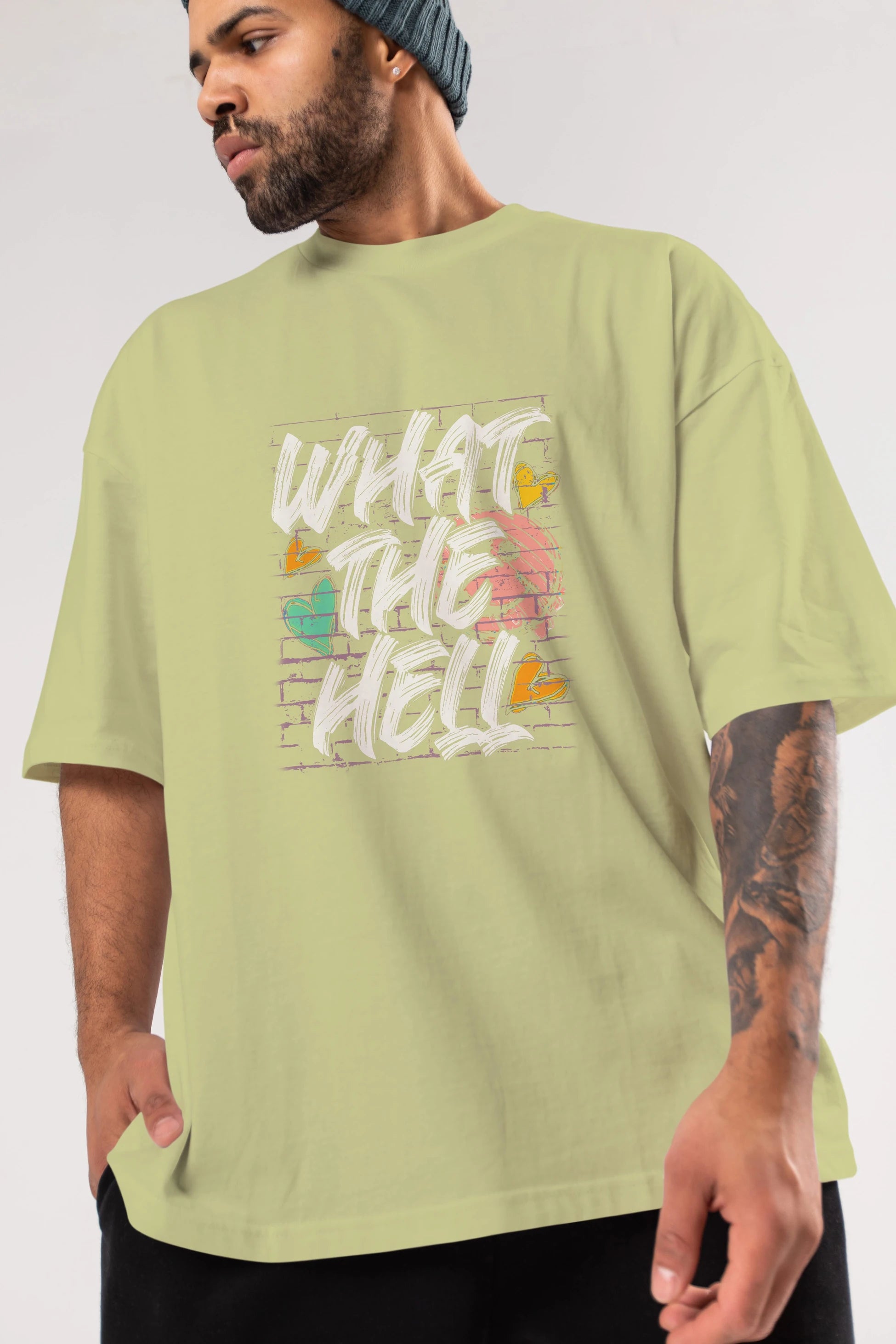 What The Hell Ön Baskılı Oversize t-shirt Erkek Kadın Unisex