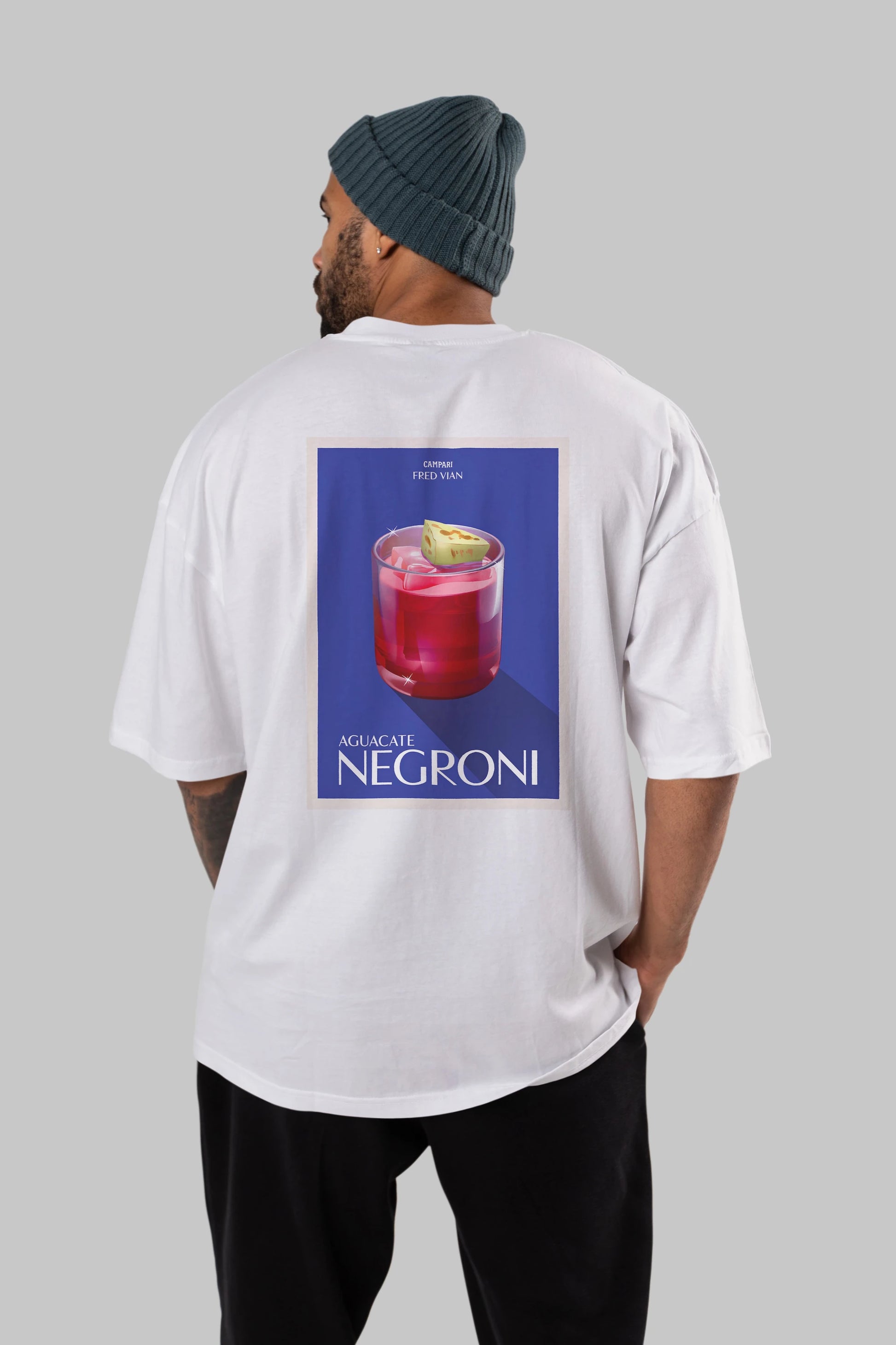 Aguacate Negroni Arka Baskılı Oversize t-shirt Erkek Kadın Unisex %100 Pamuk Bisiklet Yaka tişort