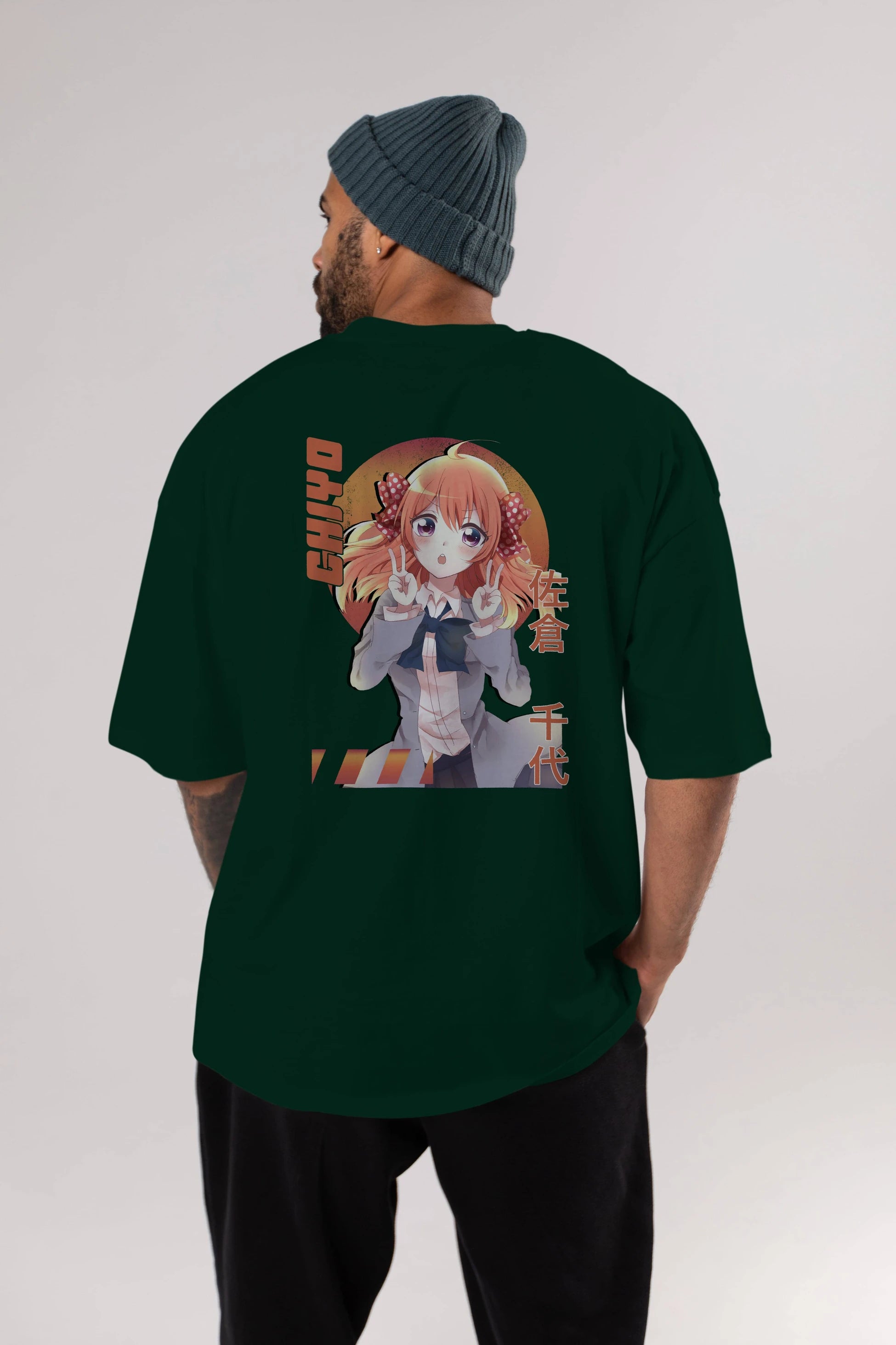 Chiyo Sakura 5 Anime Arka Baskılı Oversize t-shirt Erkek Kadın Unisex