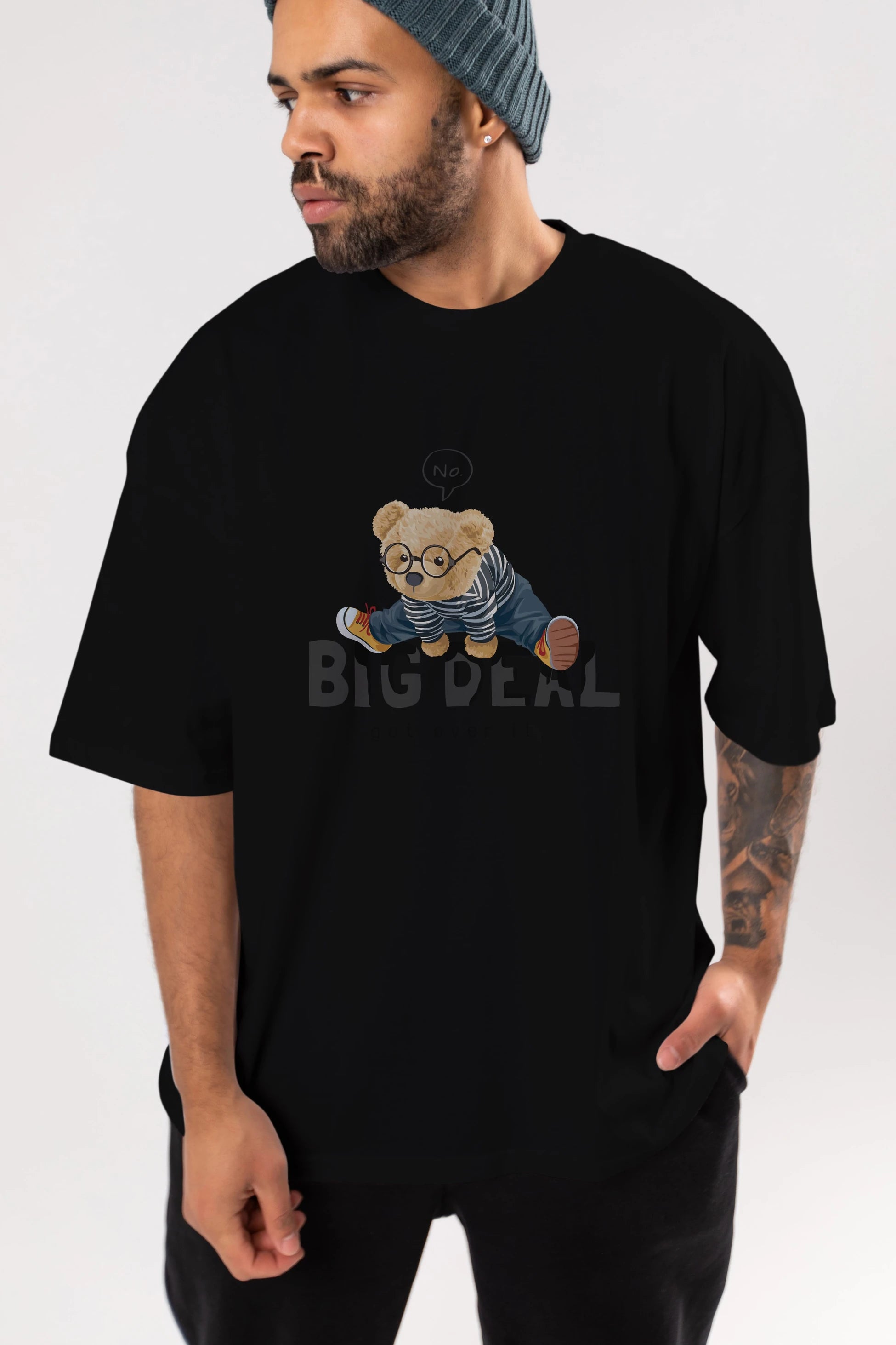 Teddy Bear Big Deal Ön Baskılı Oversize t-shirt Erkek Kadın Unisex %100 Pamuk