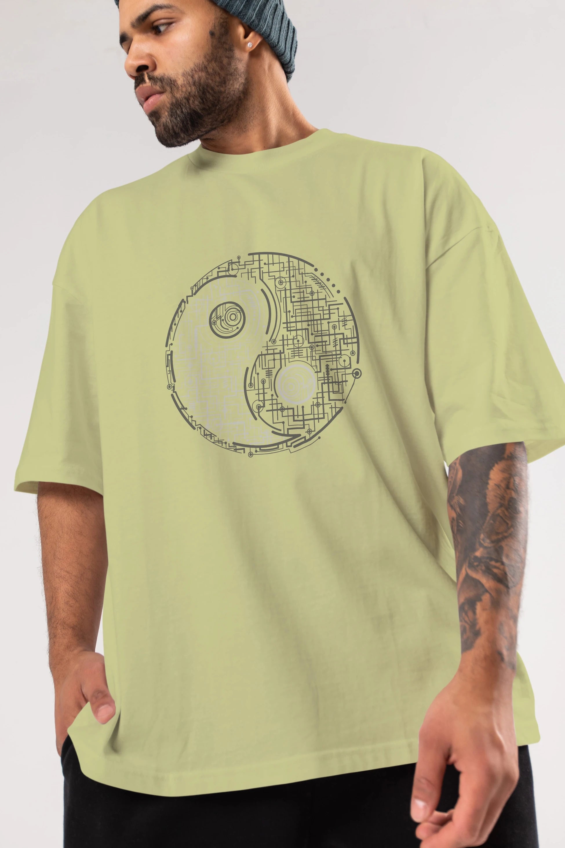 Electric Balance Ön Baskılı Oversize t-shirt %100 pamuk Erkek Kadın Unisex
