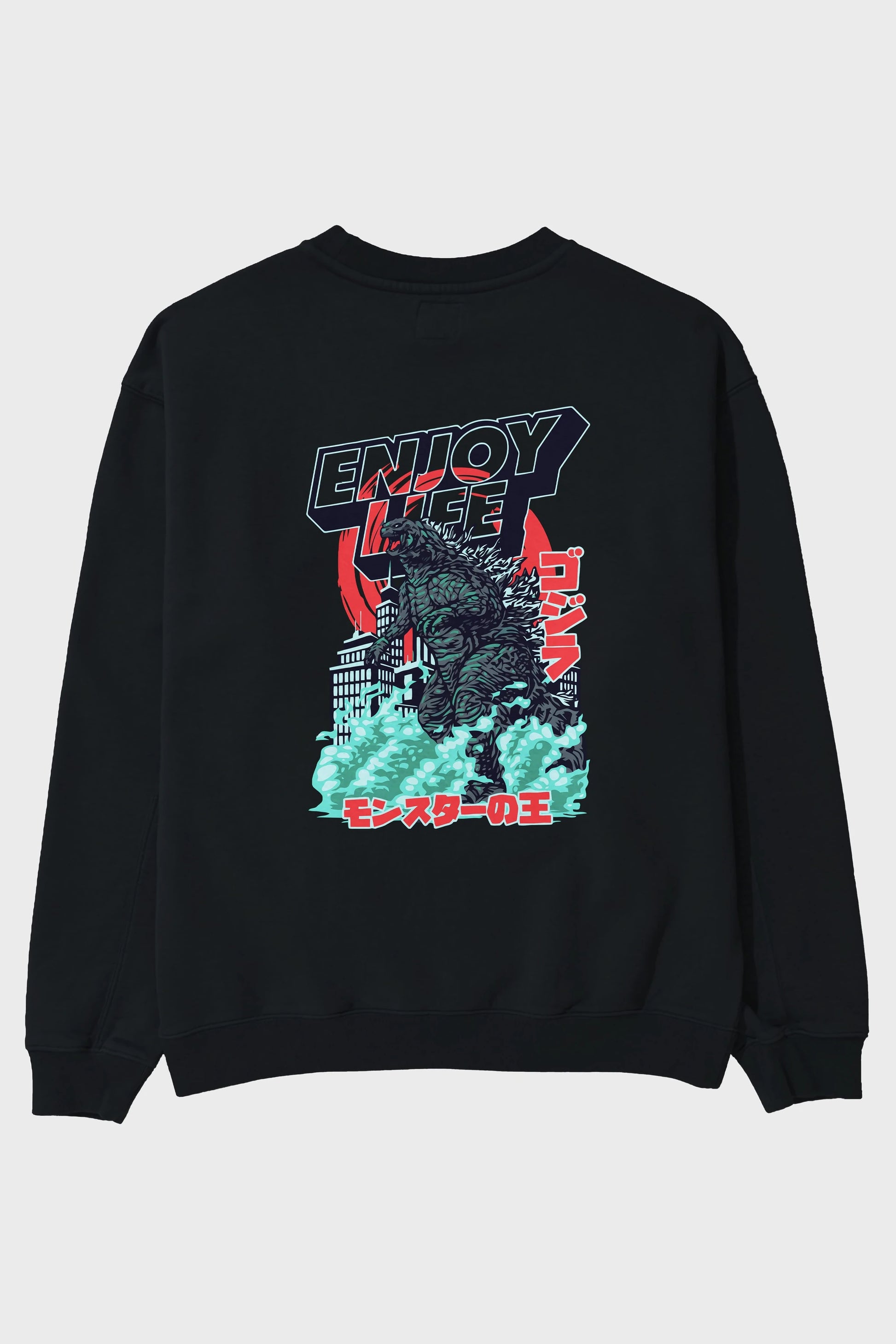 Godzilla Arka Baskılı Oversize Sweatshirt Erkek Kadın Unisex