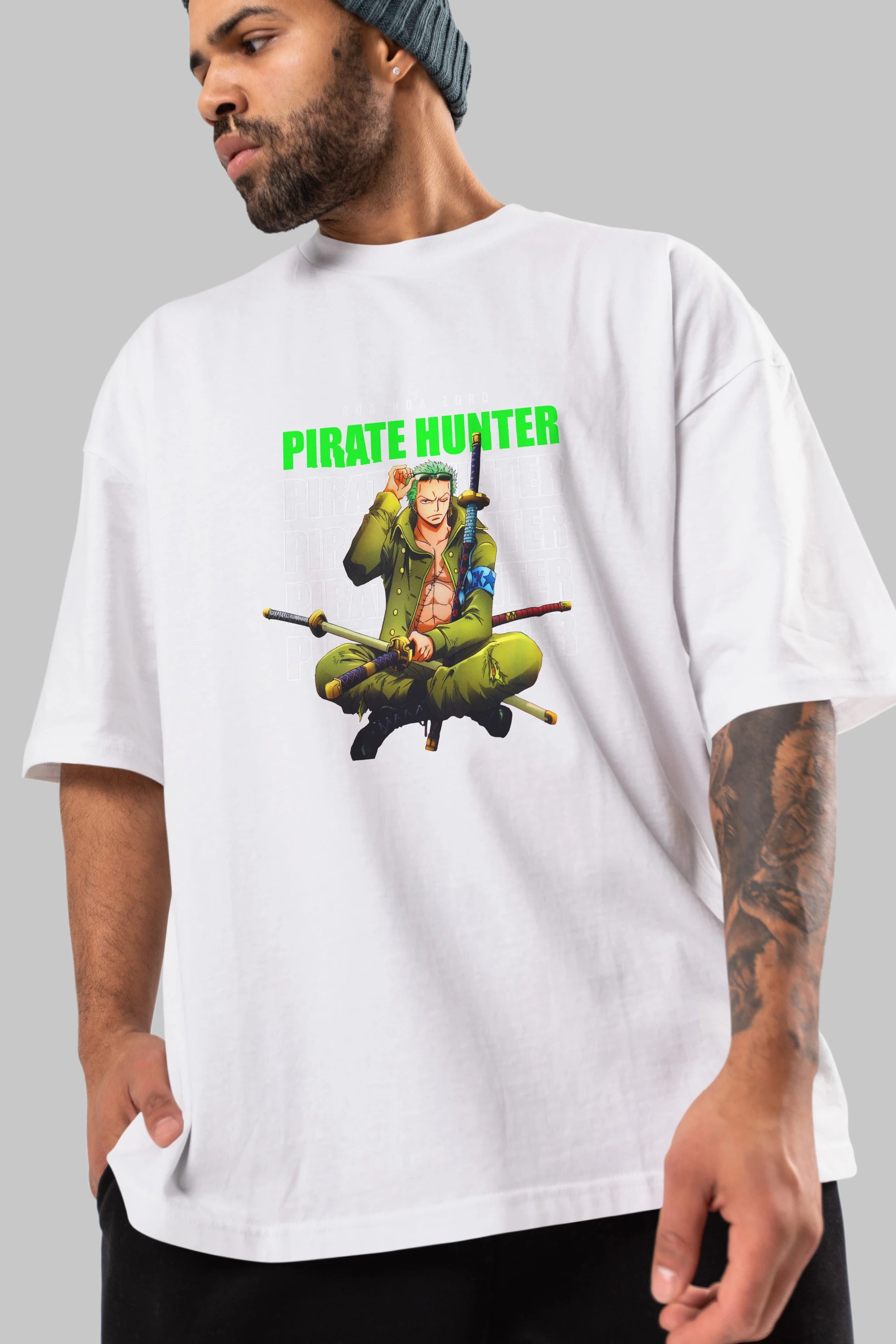 Roronoa Zoro 4 Anime Ön Baskılı Oversize t-shirt Erkek Kadın Unisex