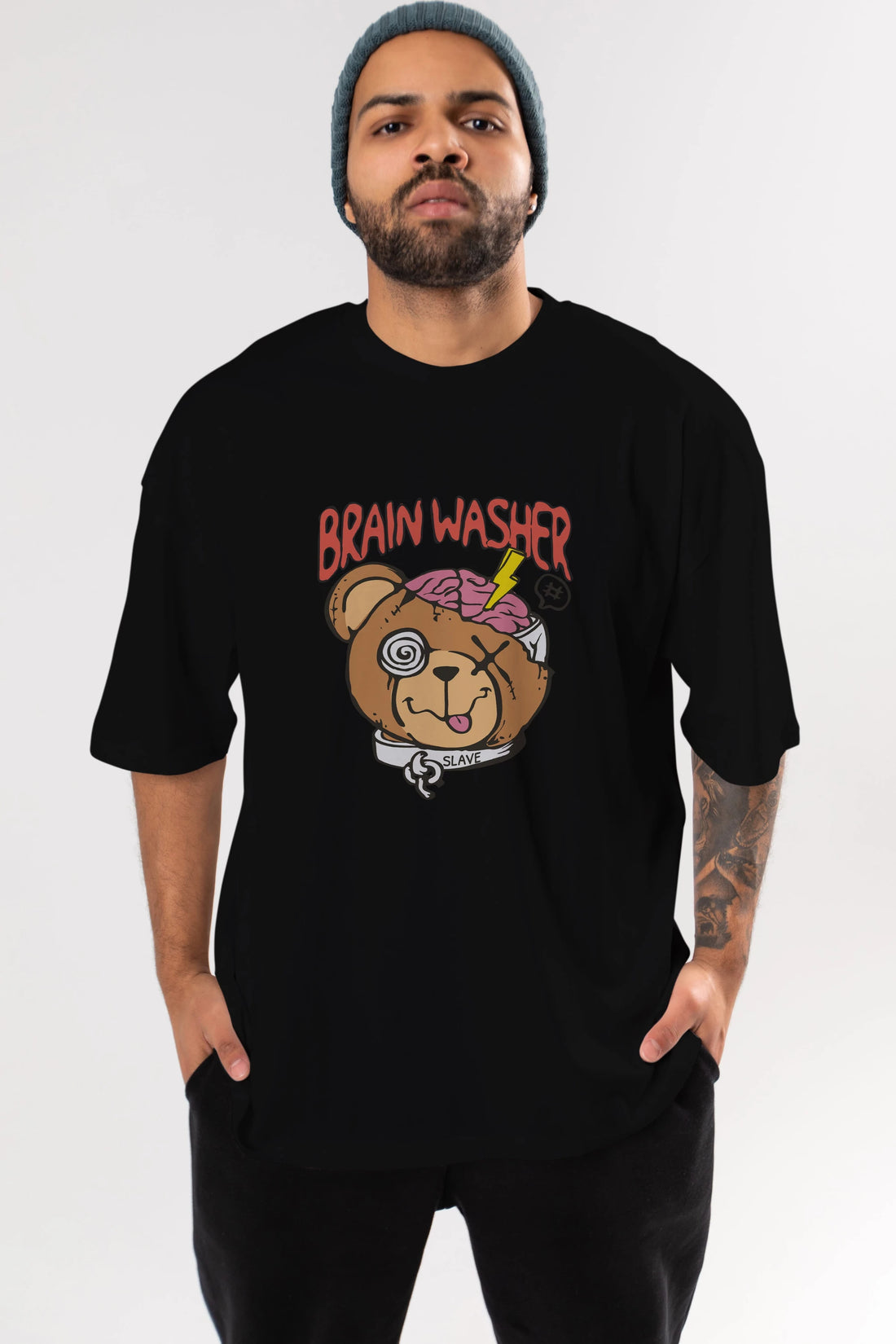 Brain Washer Ön Baskılı Oversize t-shirt Erkek Kadın Unisex