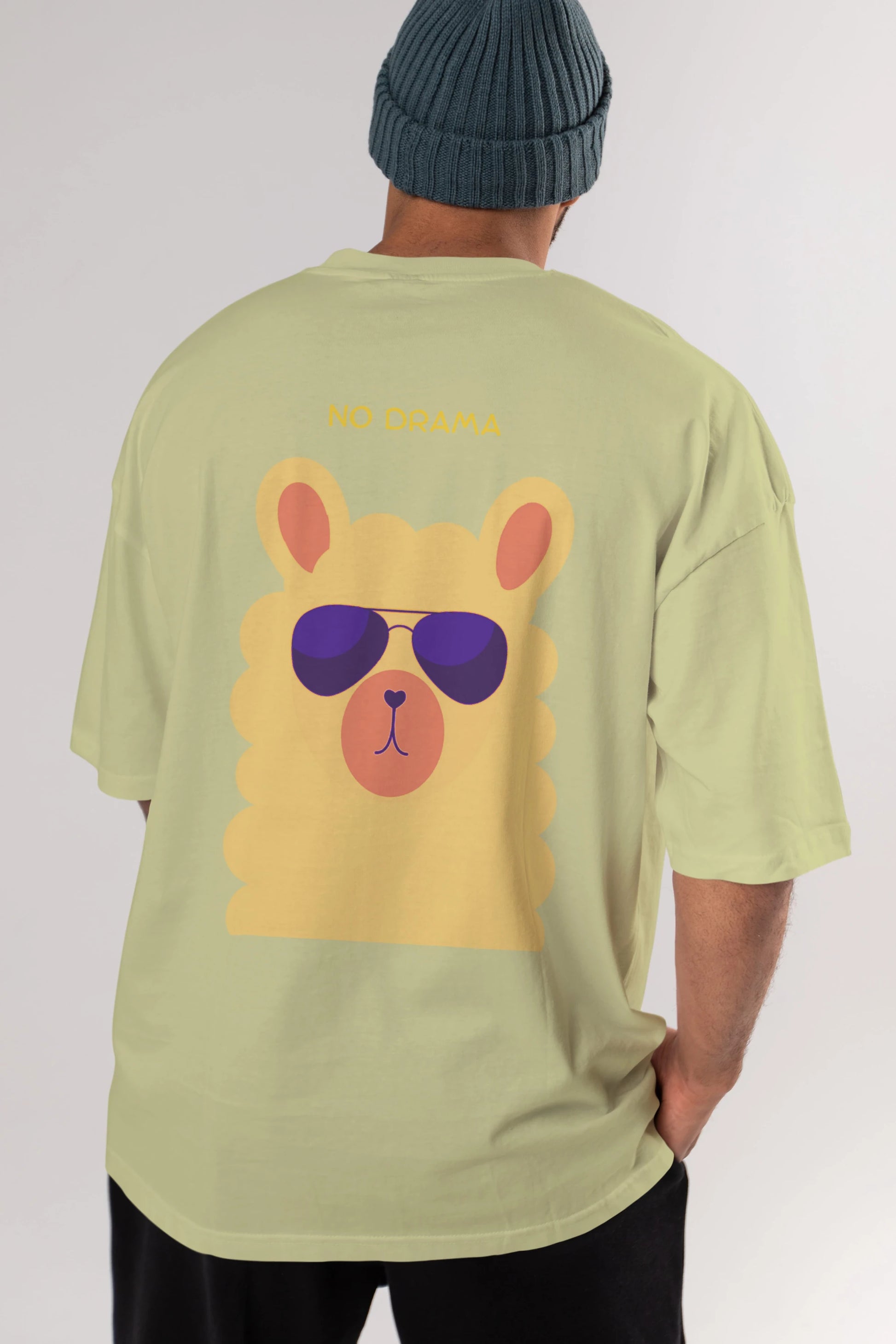 No Drama Yazılı Lama Arka Baskılı Oversize t-shirt Erkek Kadın Unisex