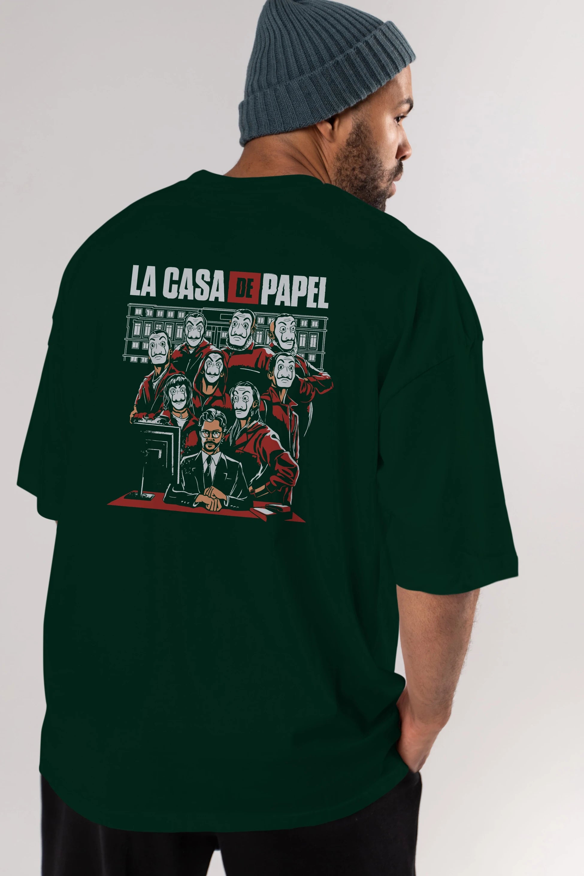 La Casa De Papel (5) Arka Baskılı Oversize t-shirt Erkek Kadın Unisex %100 Pamuk Bisiklet Yaka tişort