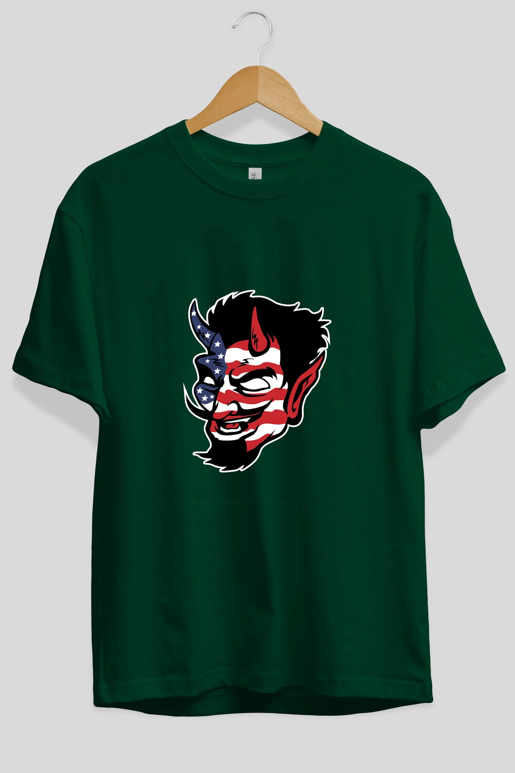 American Devil Ön Baskılı Oversize t-shirt Erkek Kadın Unisex %100 Pamuk tişort
