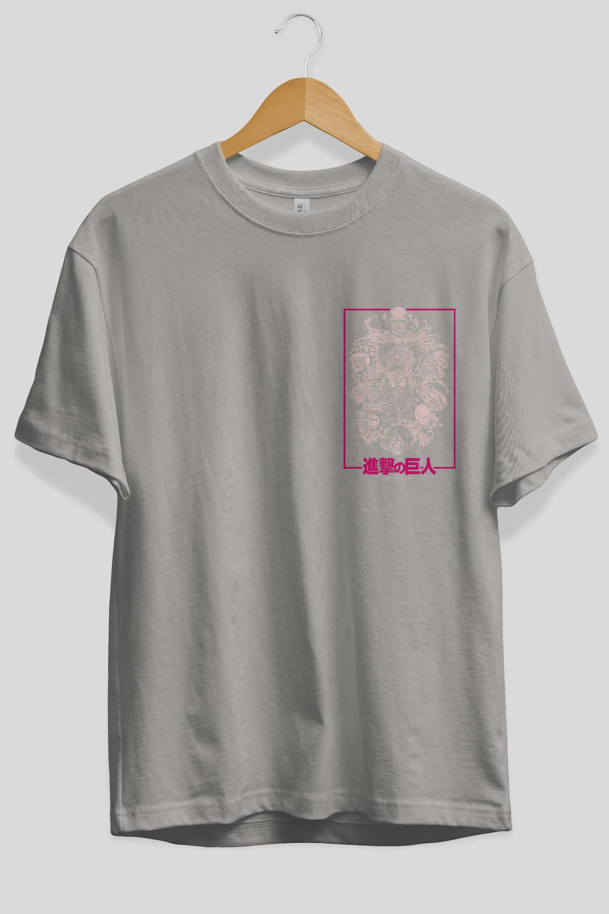 ATTACK ON TITANS Ön Sol Baskılı Oversize t-shirt Erkek Kadın Unisex %100 Pamuk Bisiklet Yaka tişort