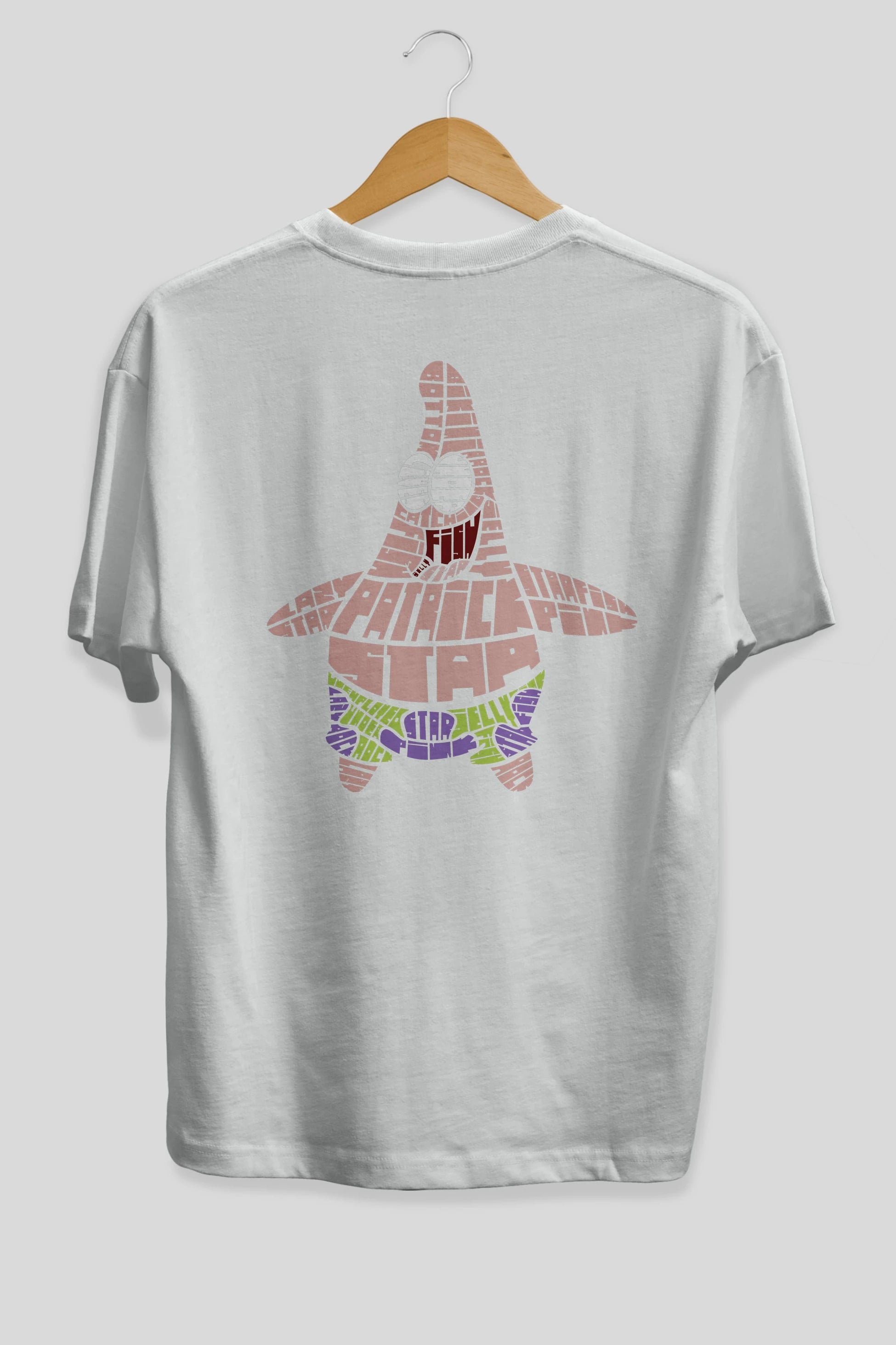 Patrick Star Arka Baskılı Oversize t-shirt %100 pamuk Erkek Kadın Unisex