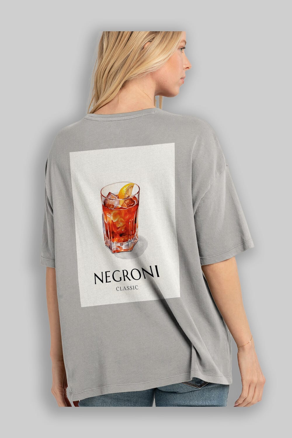 Negroni Classic Arka Baskılı Oversize t-shirt Erkek Kadın Unisex %100 Pamuk Bisiklet Yaka tişort