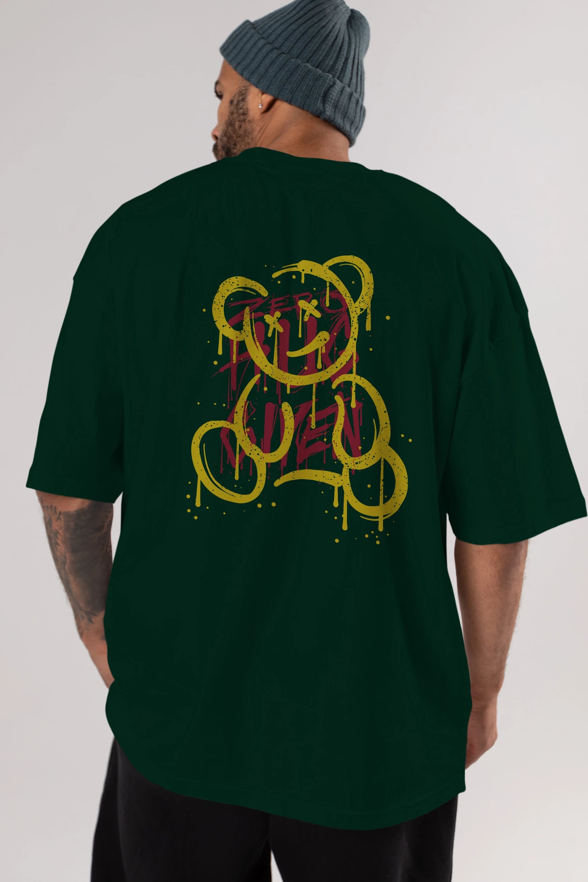 Zero Hug Bear Arka Baskılı Oversize t-shirt Erkek Kadın Unisex
