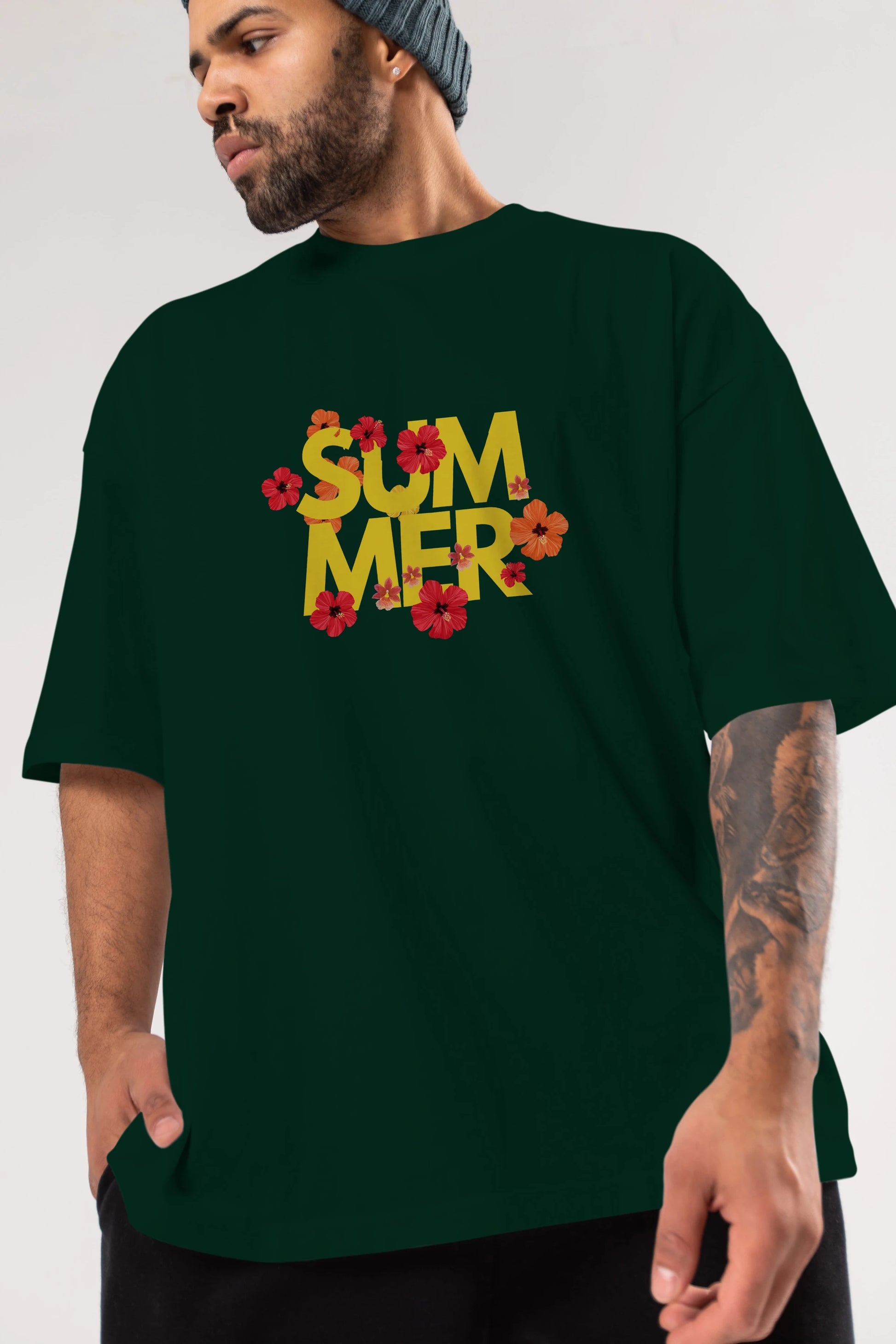 Summer Yazılı 2 Ön Baskılı Oversize t-shirt Erkek Kadın Unisex