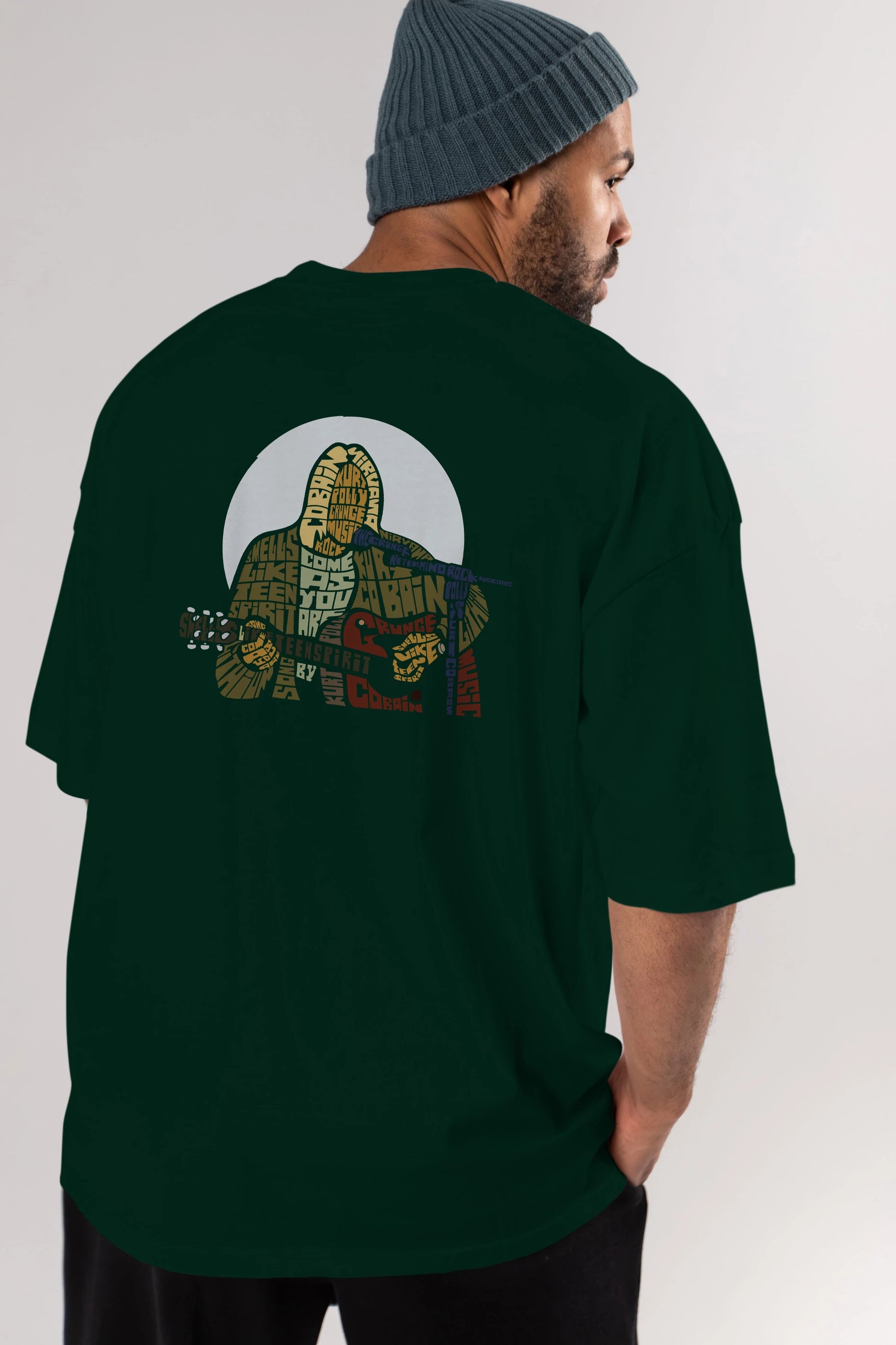 Kurt Cobain Arka Baskılı Oversize t-shirt %100 pamuk Erkek Kadın Unisex