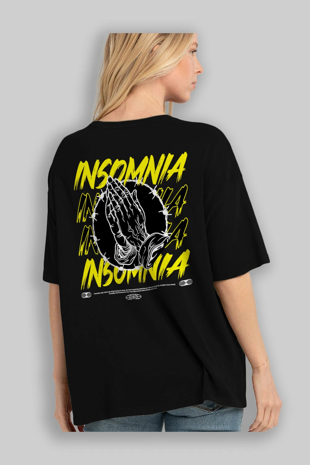 Insomnia Streetwear Arka Baskılı Oversize t-shirt Erkek Kadın Unisex