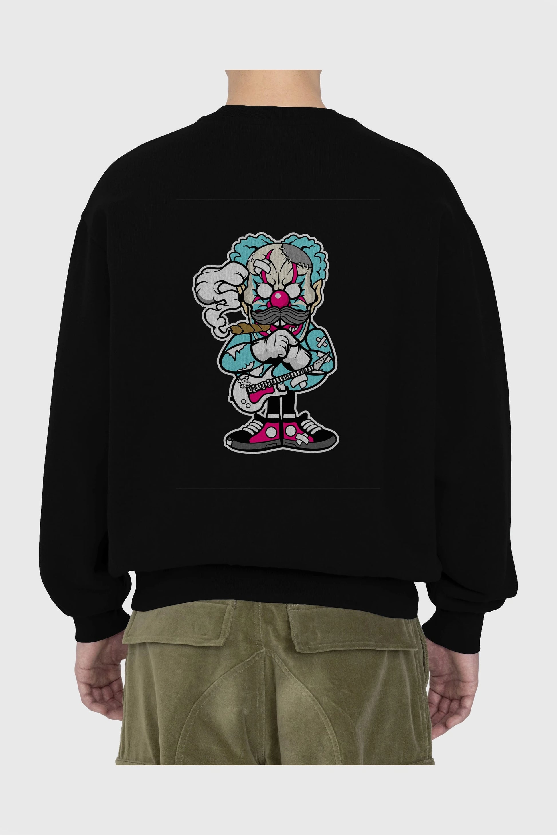 Clown Monster Arka Baskılı Oversize Sweatshirt Erkek Kadın Unisex