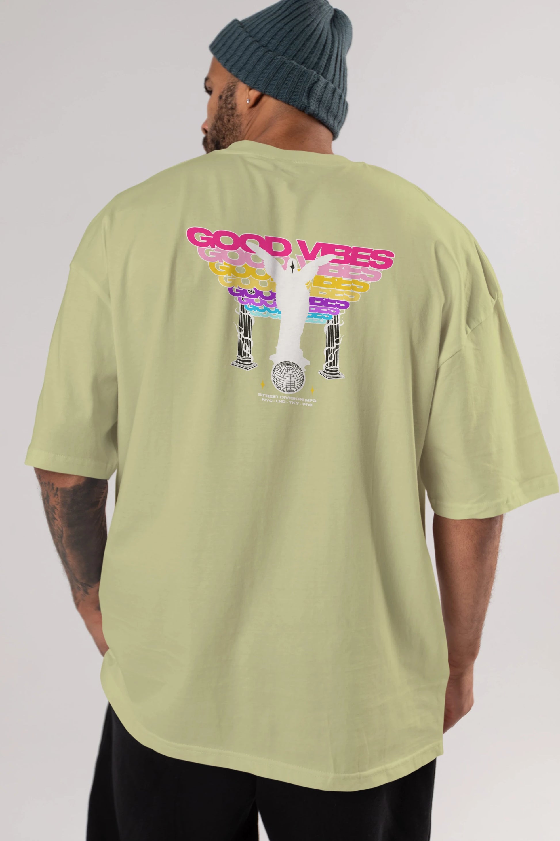 Good Vibes Arka Baskılı Oversize t-shirt Erkek Kadın Unisex