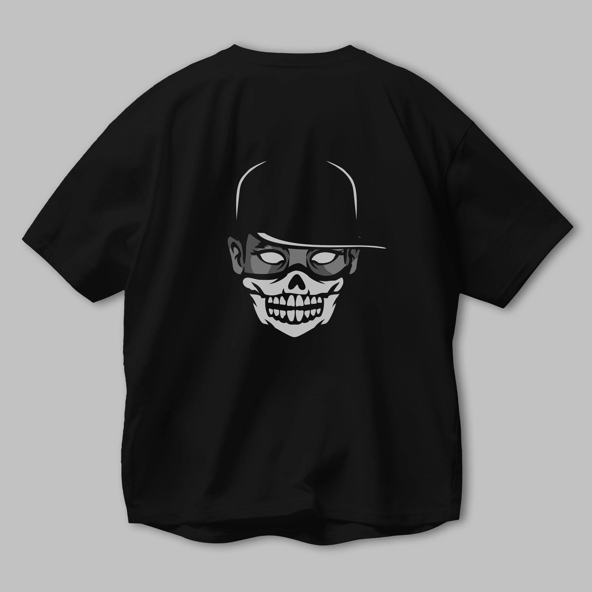 Skull Mask Arka Baskılı Oversize t-shirt Erkek Kadın Unisex %100 Pamuk tişort
