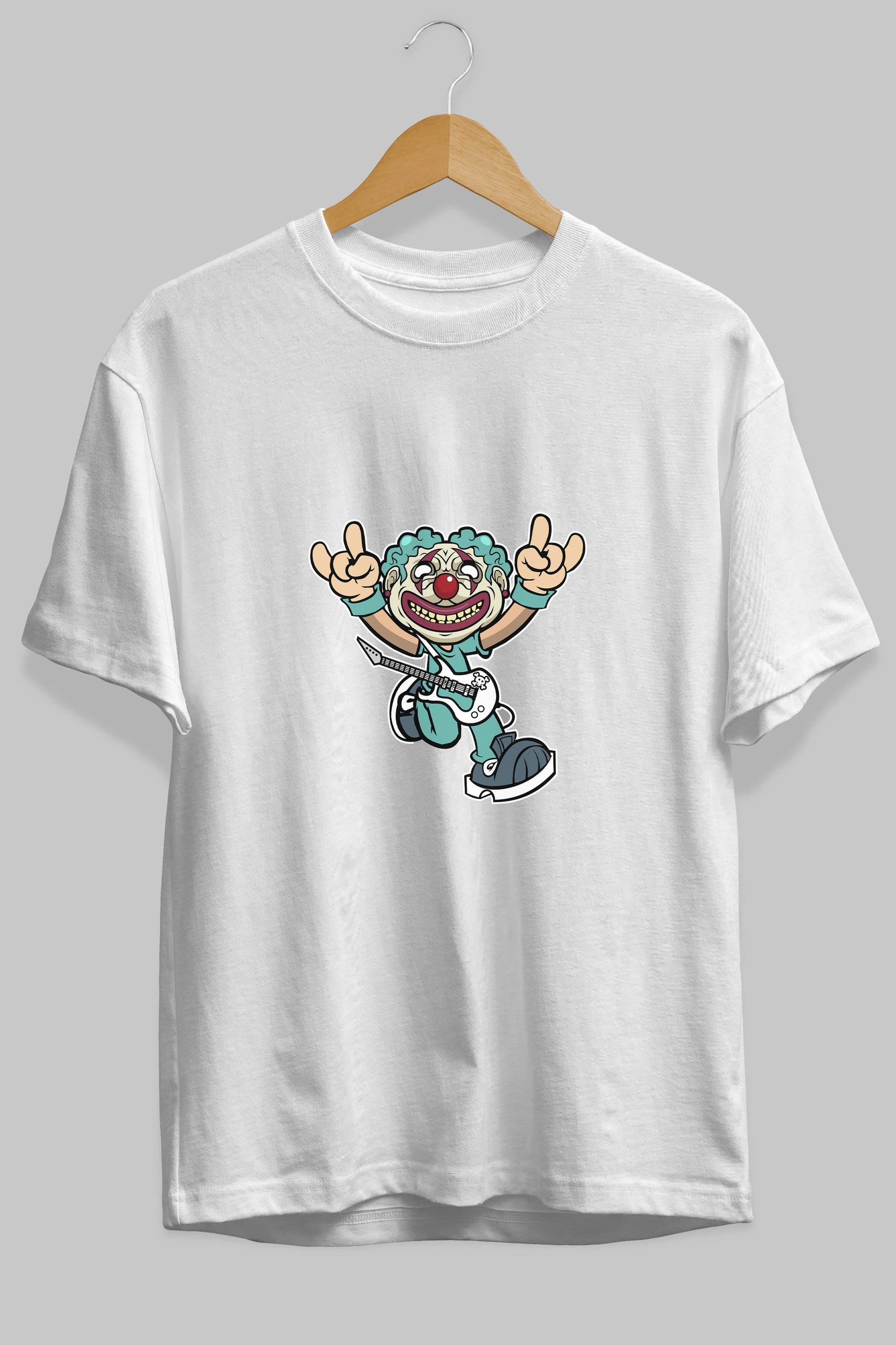 Clown Punk Ön Baskılı Oversize t-shirt Erkek Kadın Unisex %100 Pamuk tişort