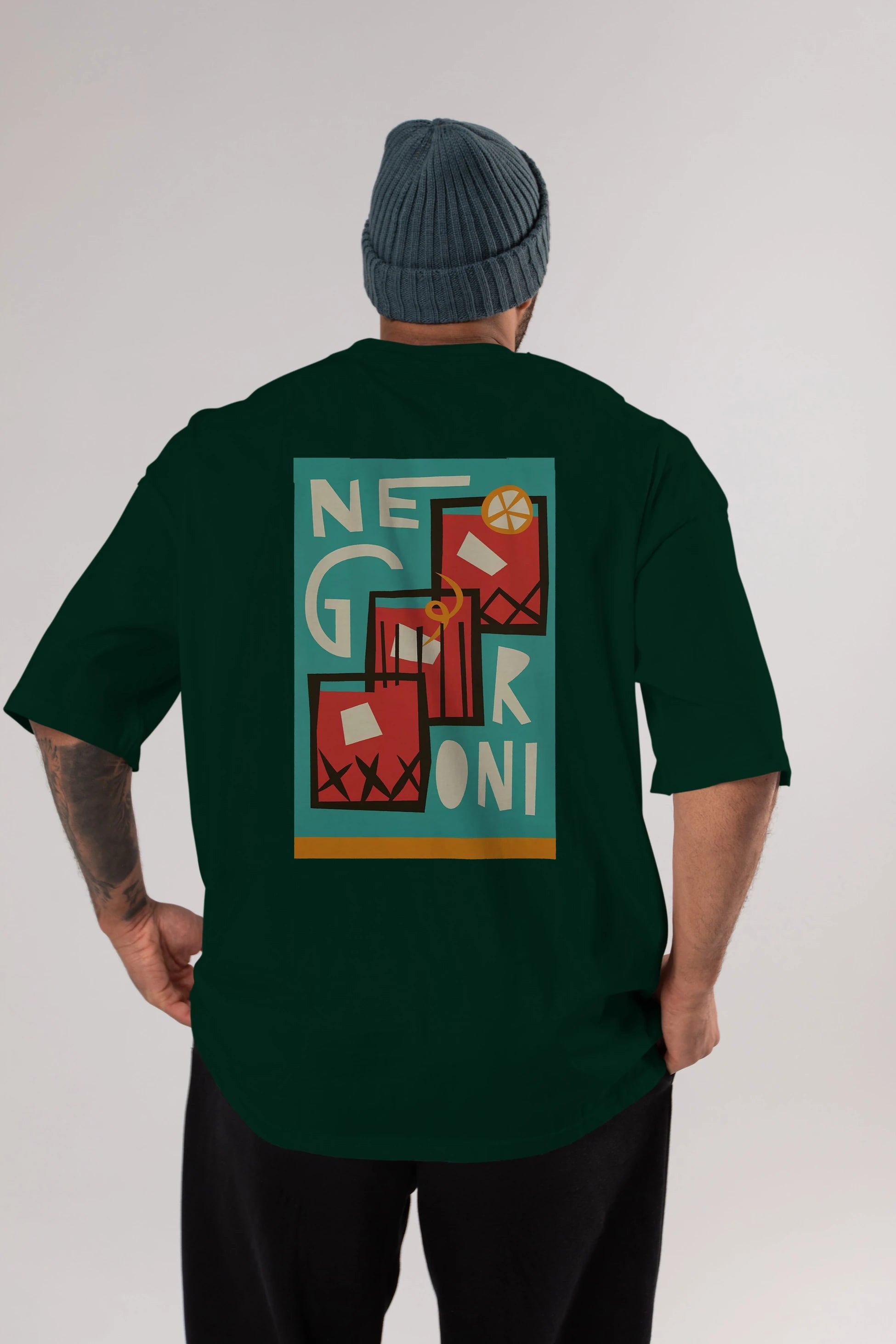 Negroni 3 Arka Baskılı Oversize t-shirt Erkek Kadın Unisex %100 Pamuk Bisiklet Yaka tişort