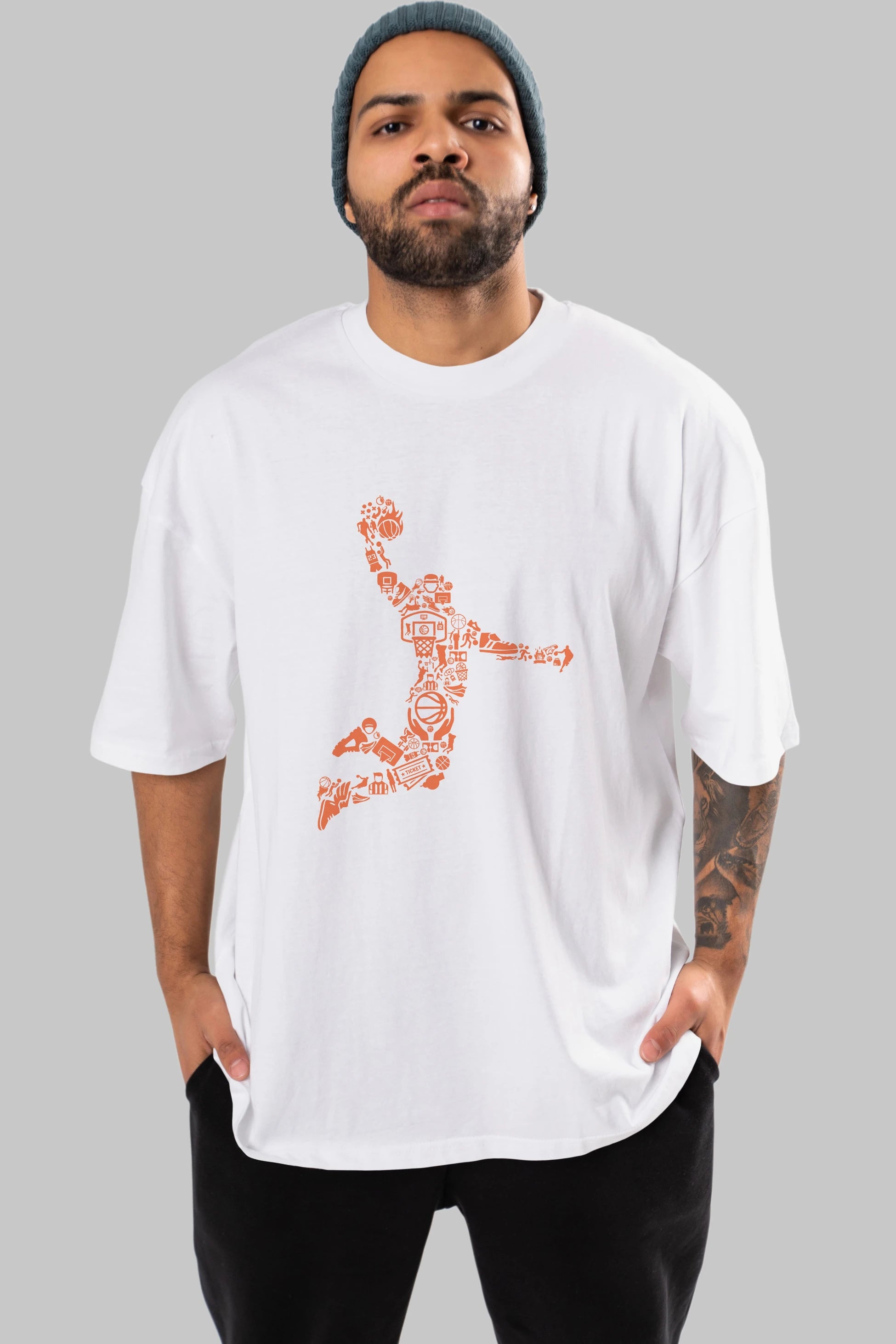 Basketball Player Ön Baskılı Oversize t-shirt %100 pamuk Erkek Kadın Unisex