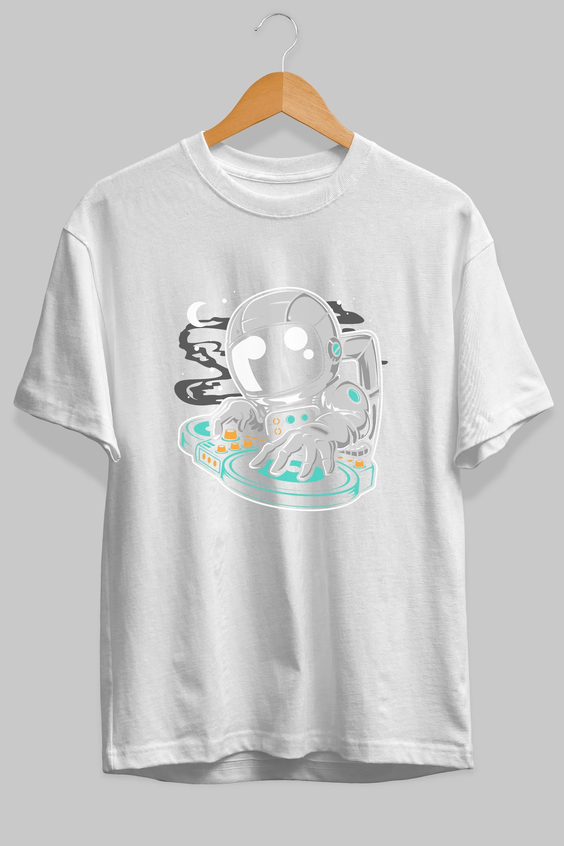 Astronaut DJ Ön Baskılı Oversize t-shirt Erkek Kadın Unisex