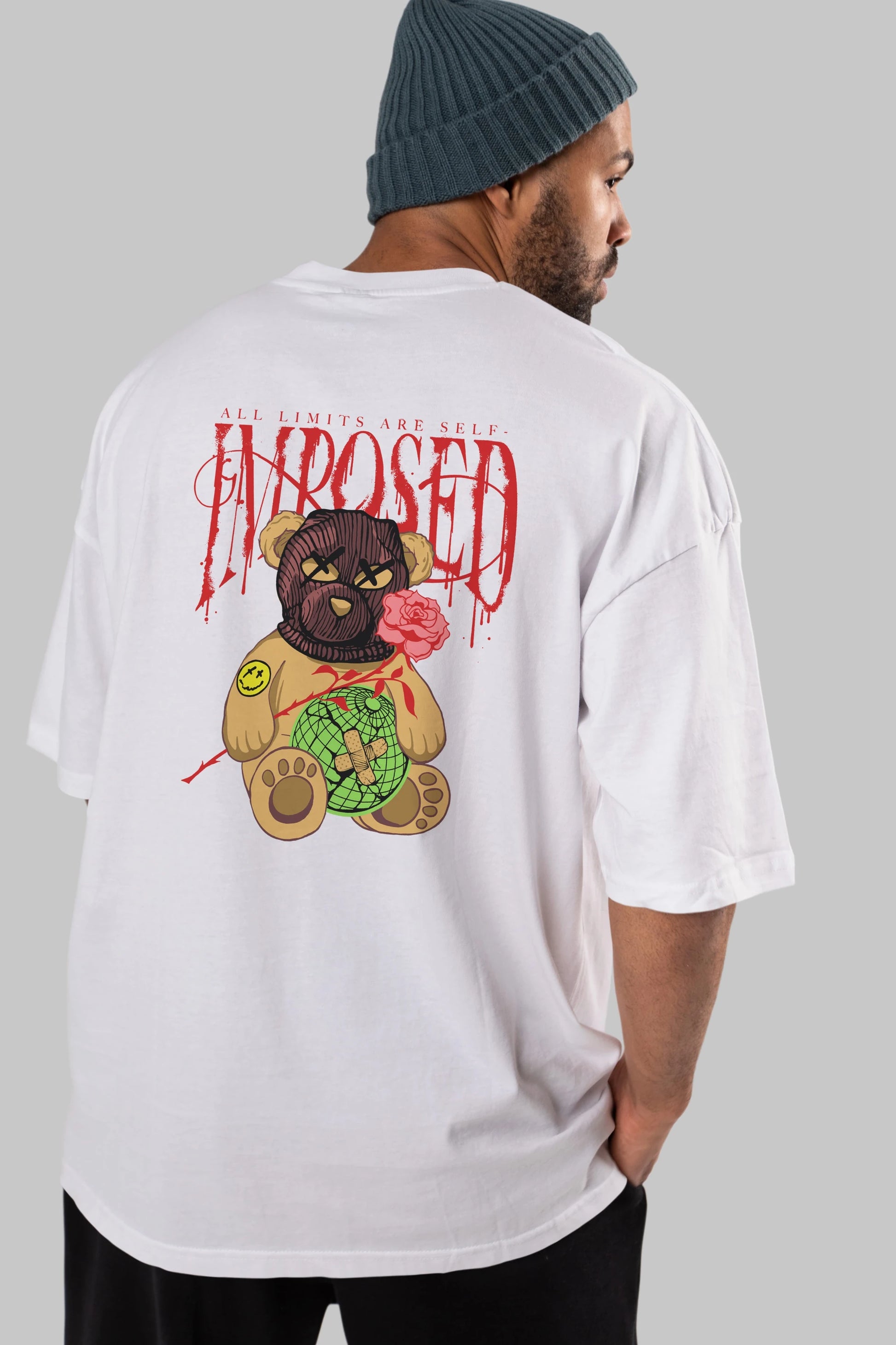 All Limits Bear Arka Baskılı Oversize t-shirt Erkek Kadın Unisex