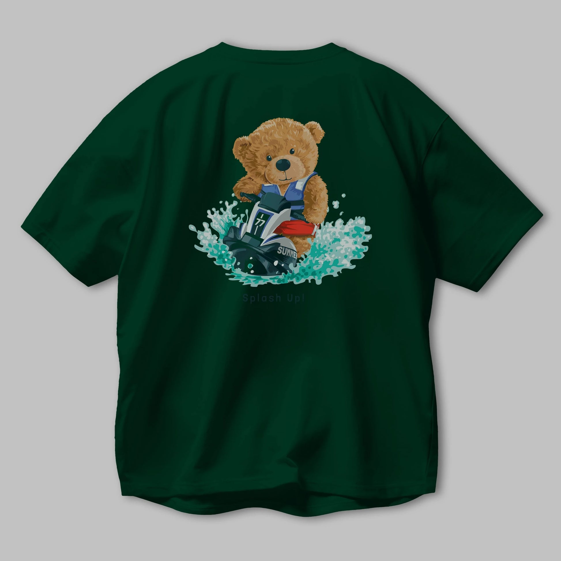 Teddy Bear Splash Up Arka Baskılı Oversize t-shirt Erkek Kadın Unisex %100 Pamuk
