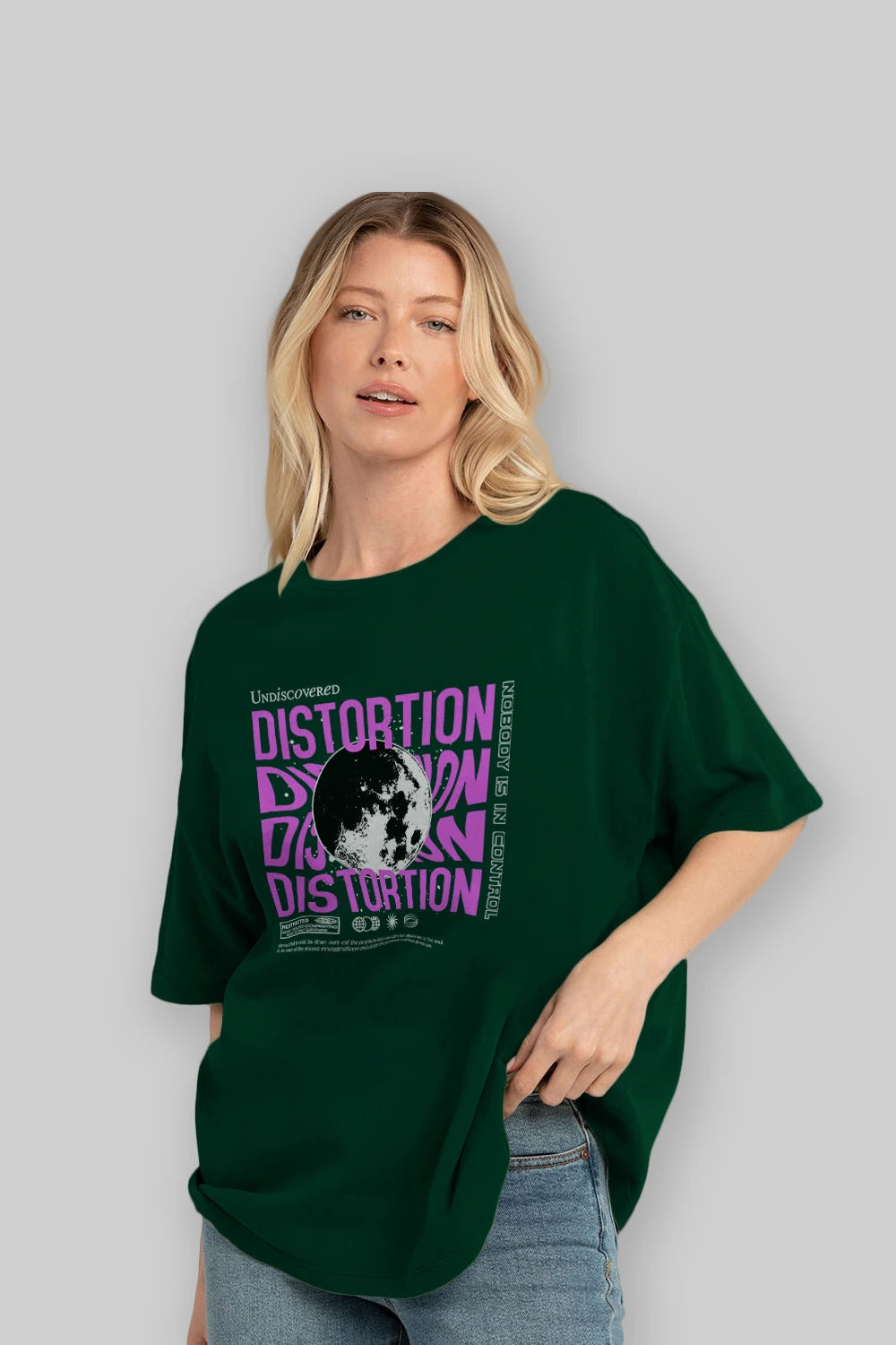 Distortion Ön Baskılı Oversize t-shirt Erkek Kadın Unisex