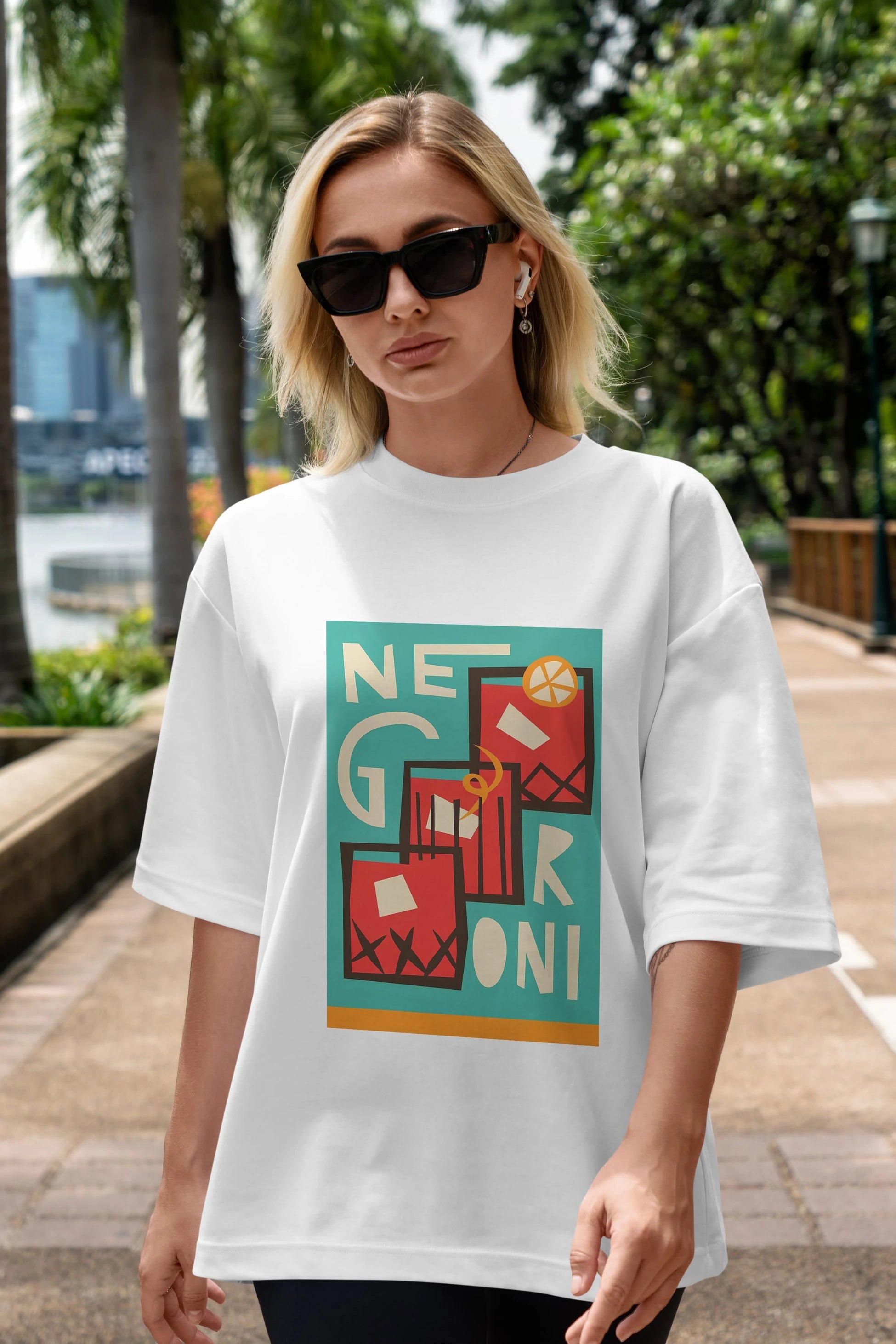 Negroni 3 Ön Baskılı Oversize t-shirt Erkek Kadın Unisex %100 Pamuk Bisiklet Yaka tişort