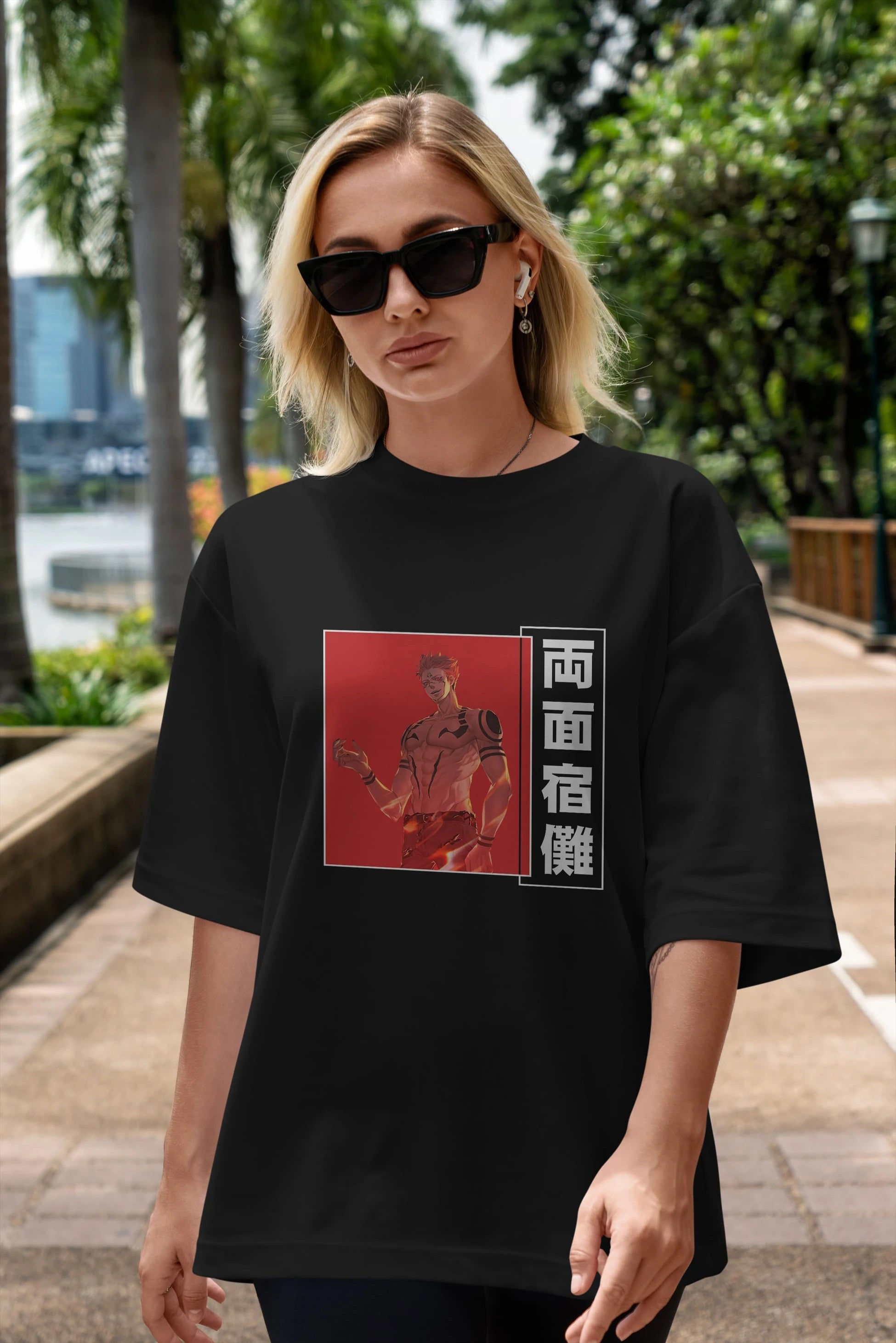 Sukuna Ryoumen 3 Anime Ön Baskılı Oversize t-shirt %100 pamuk Erkek Kadın Unisex